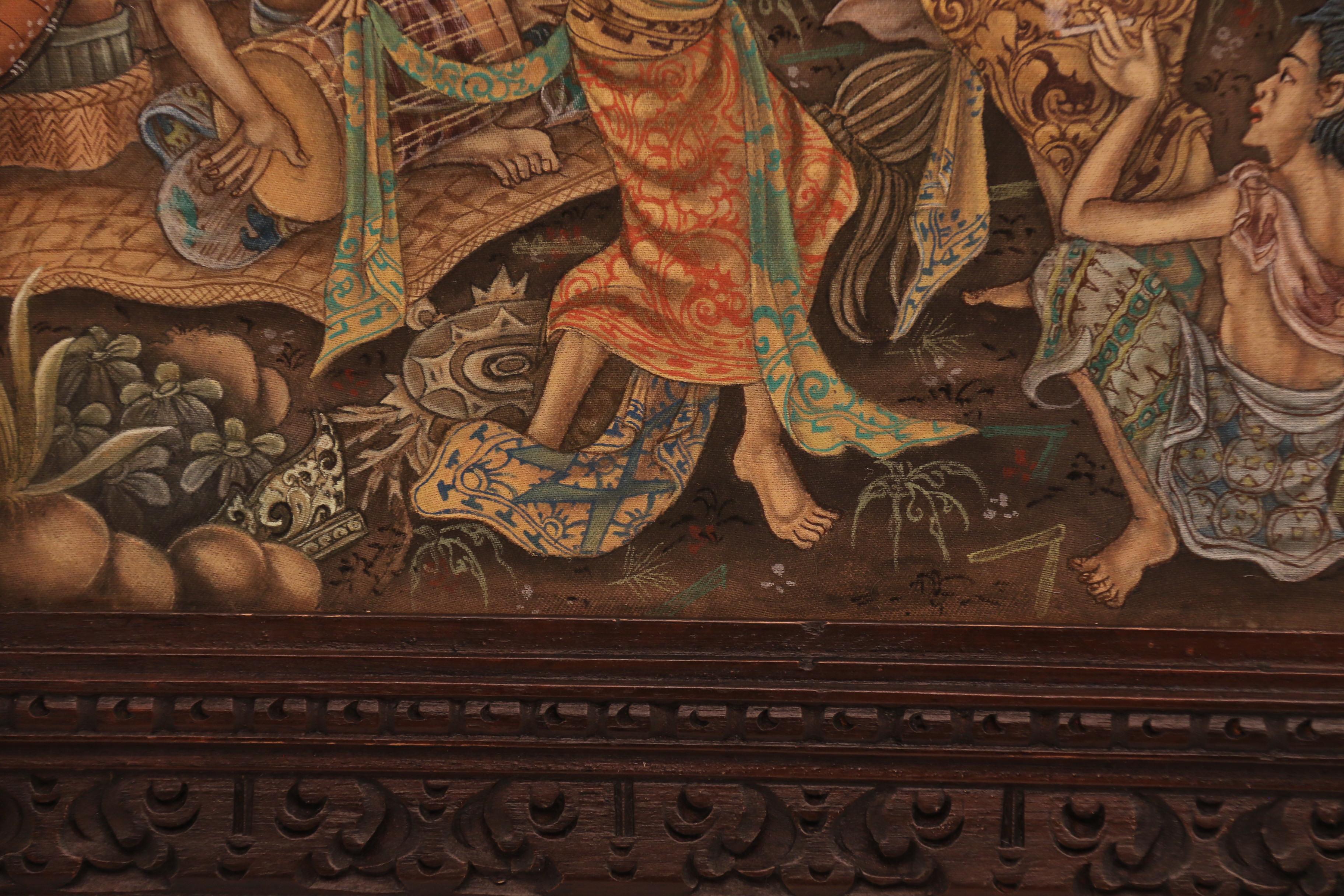 A Burmese painting showing a colourful scene of a a ceremonial celebration For Sale 7
