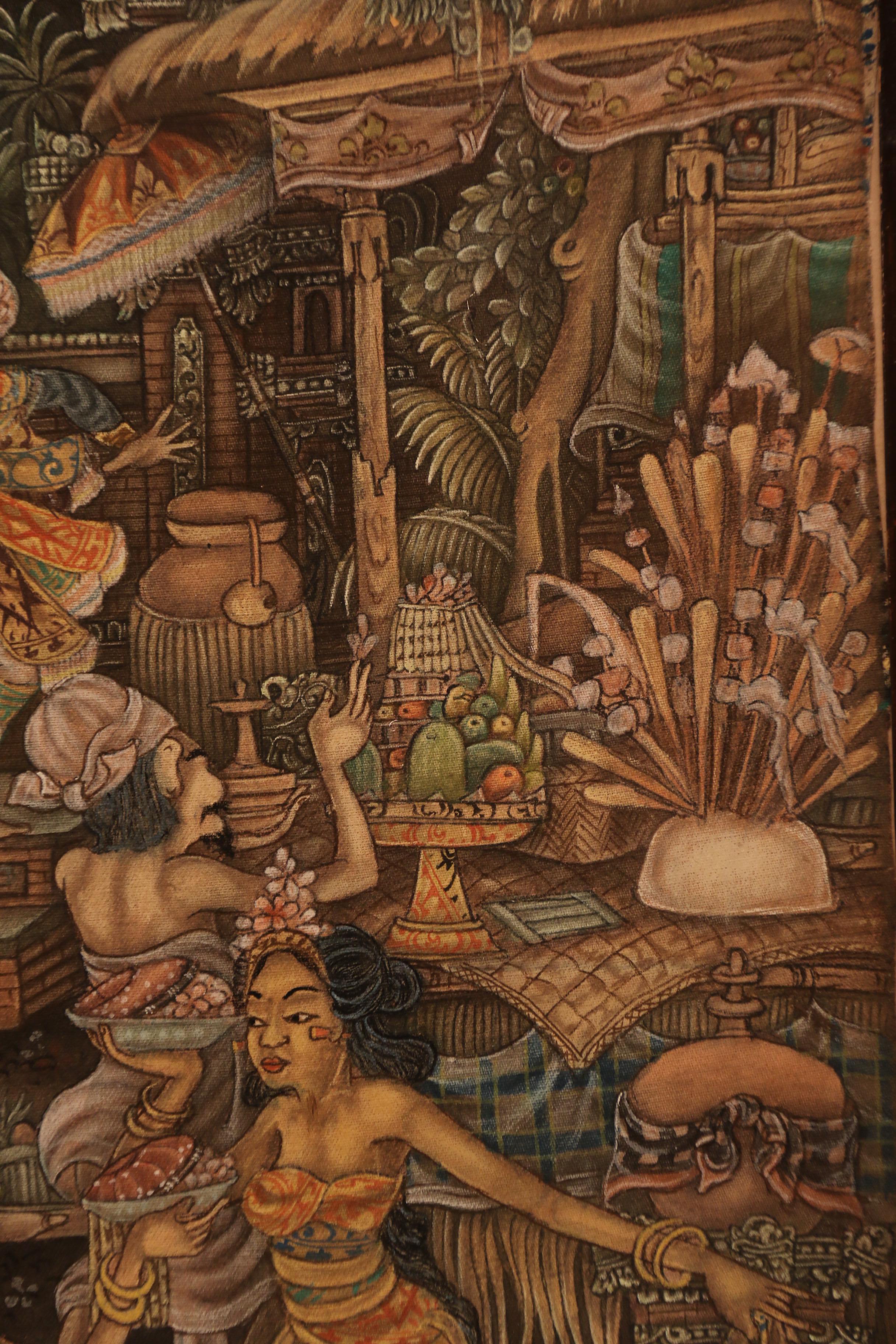 A Burmese painting showing a colourful scene of a a ceremonial celebration For Sale 9