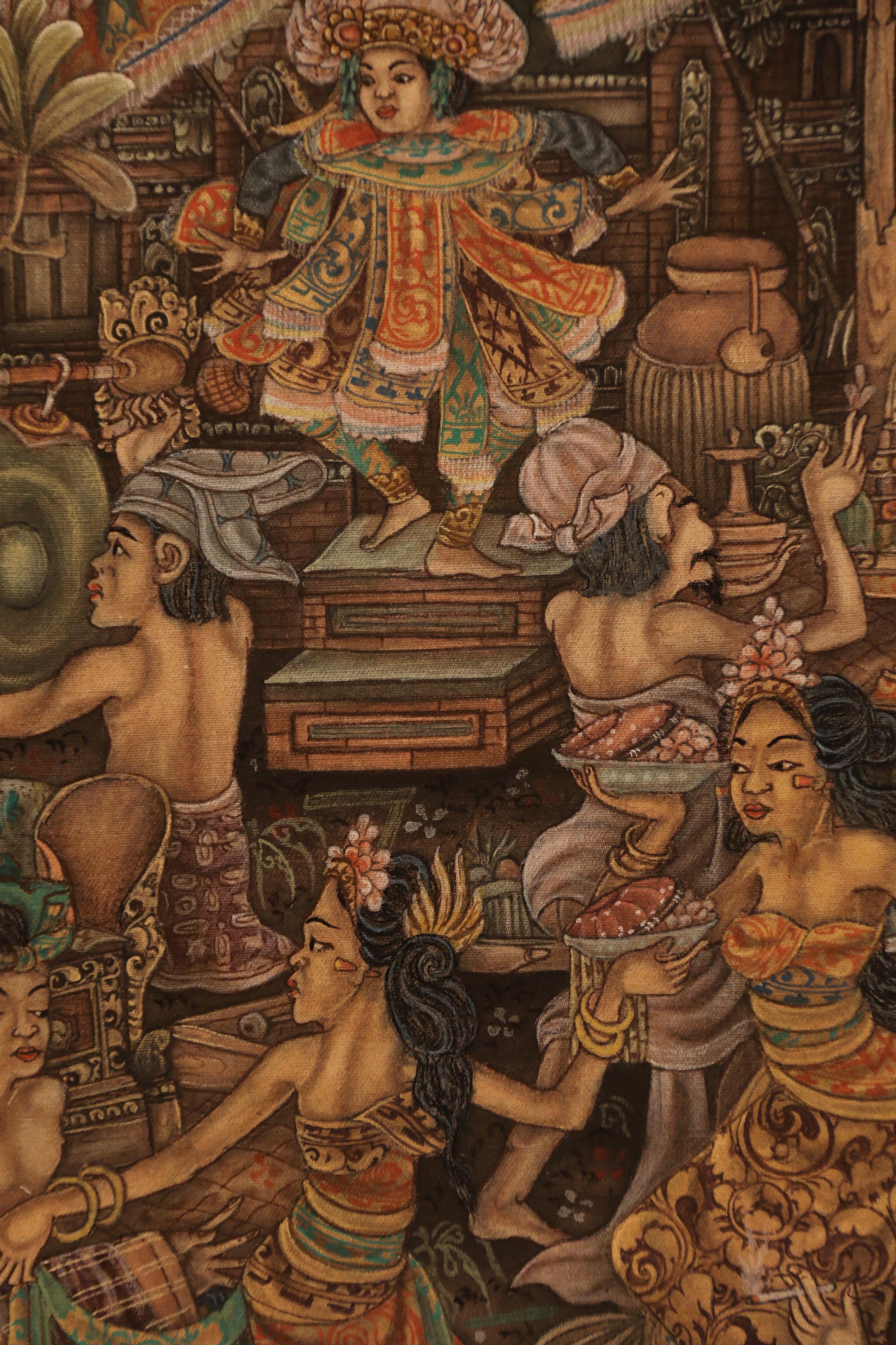 A Burmese painting showing a colourful scene of a a ceremonial celebration For Sale 10