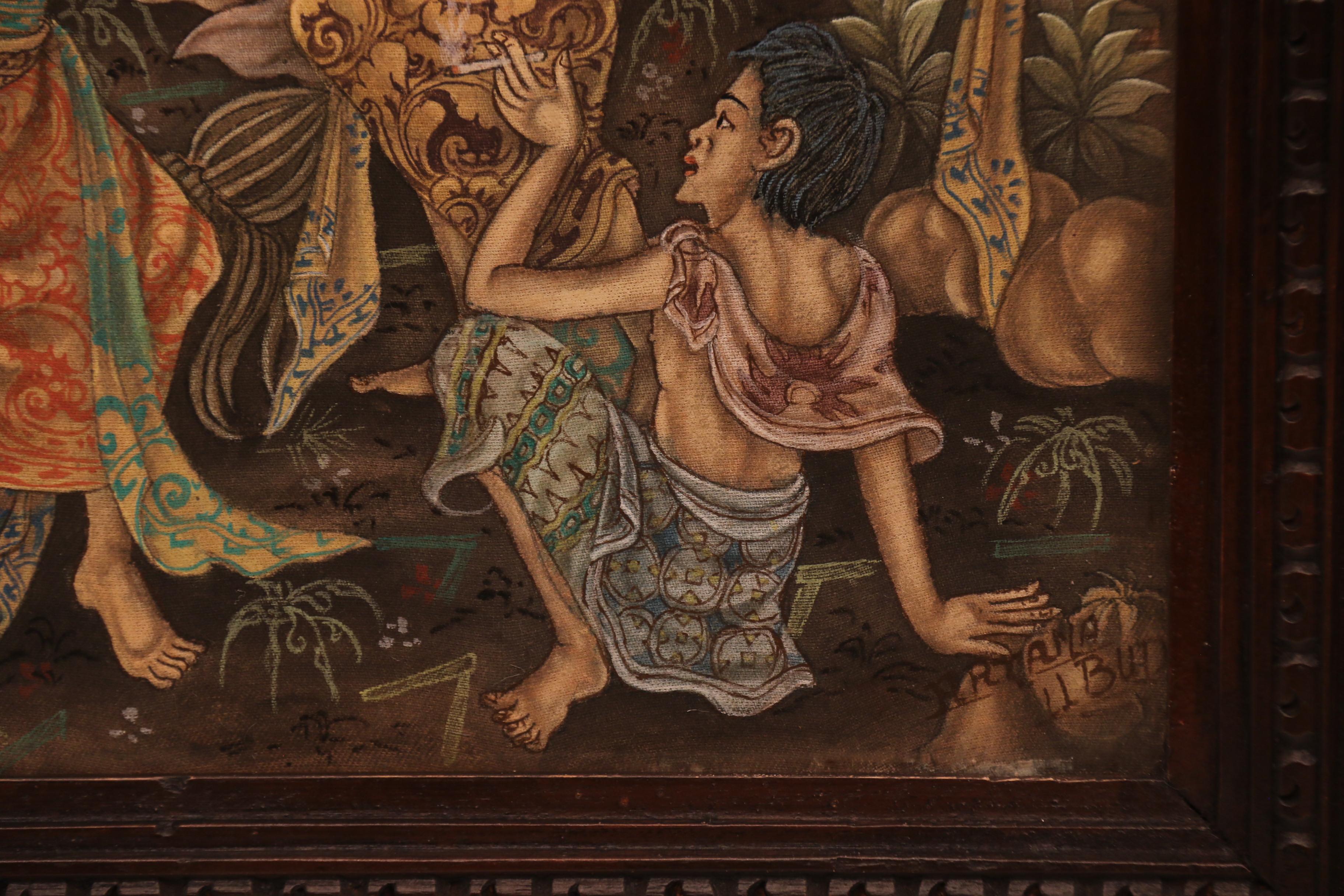Hand-Crafted A Burmese painting showing a colourful scene of a a ceremonial celebration For Sale