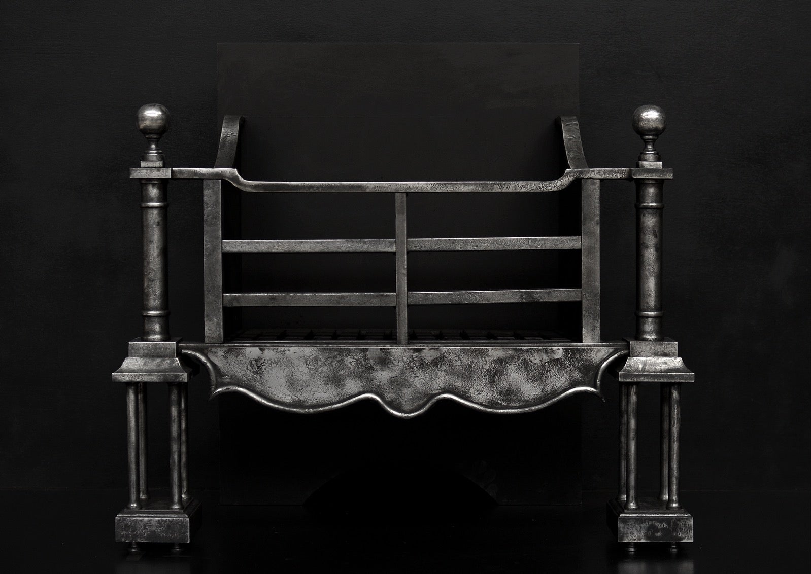 A Burnished Steel Firegrate in the Georgian Manner For Sale