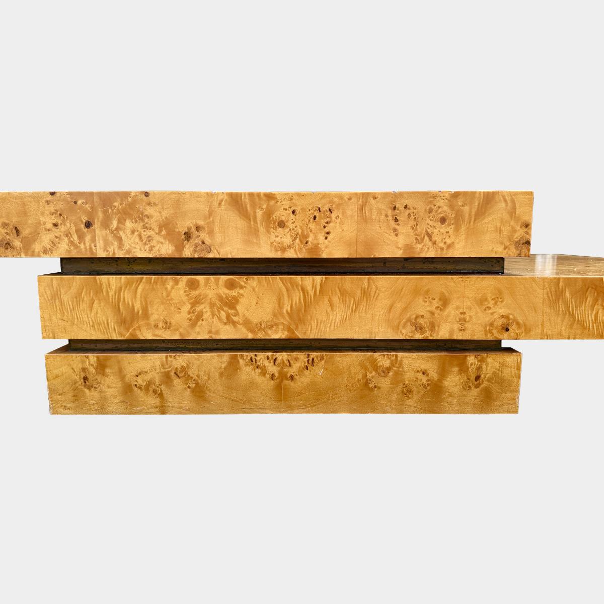 Mid-Century Modern Table à cocktail seau à glace en orme A Burr par J C Mahey pour Roche Bobois en vente