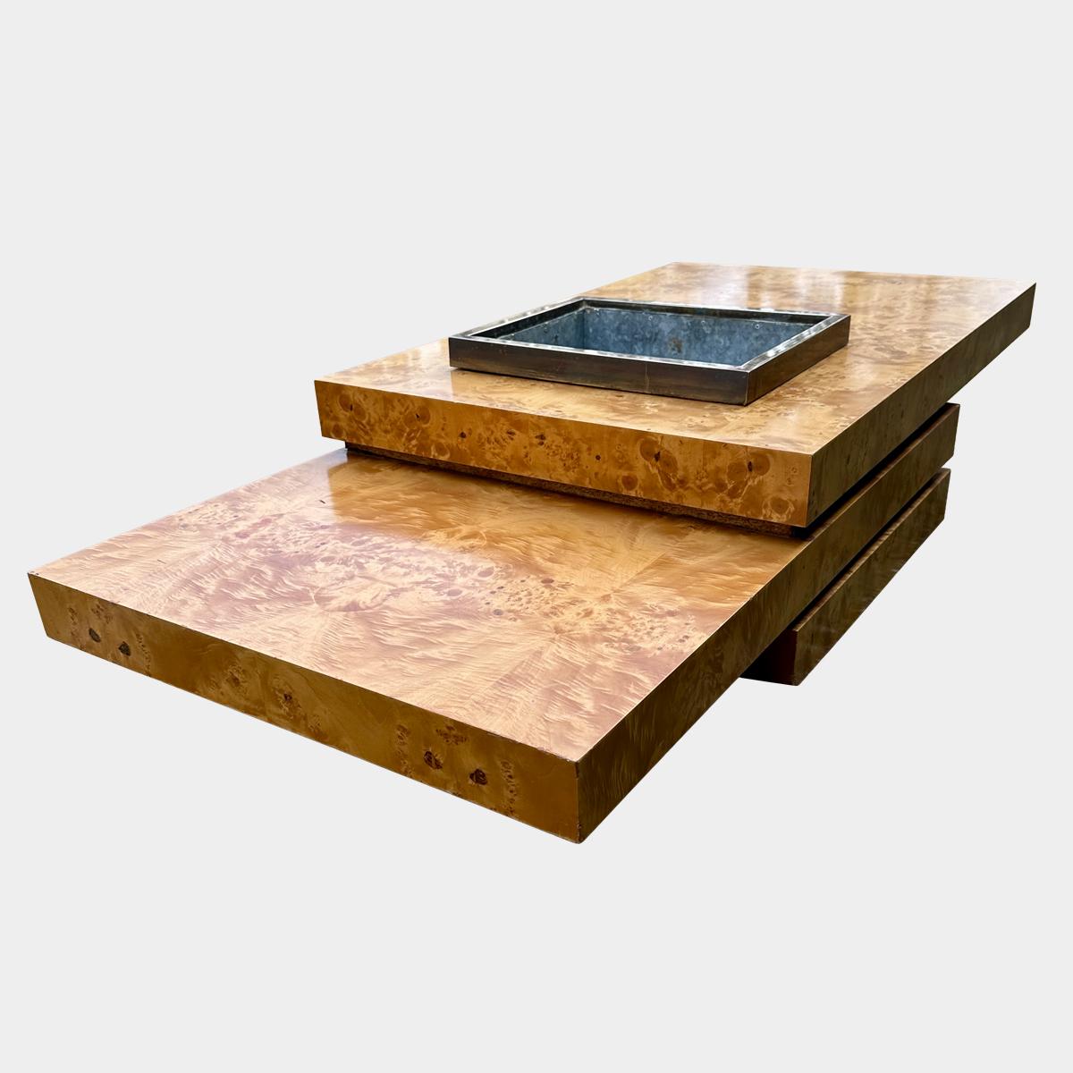 Français Table à cocktail seau à glace en orme A Burr par J C Mahey pour Roche Bobois en vente