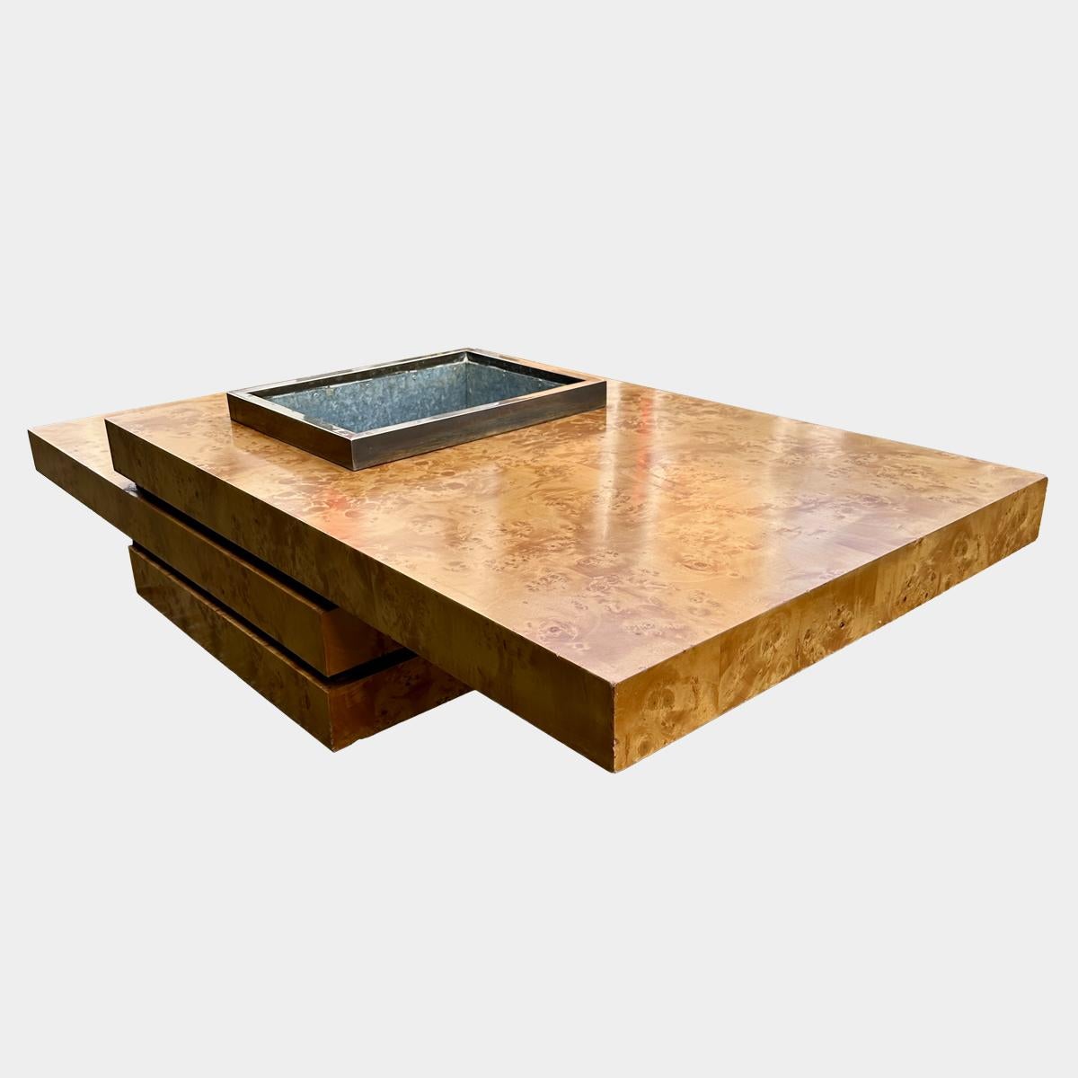 Table à cocktail seau à glace en orme A Burr par J C Mahey pour Roche Bobois en vente 1