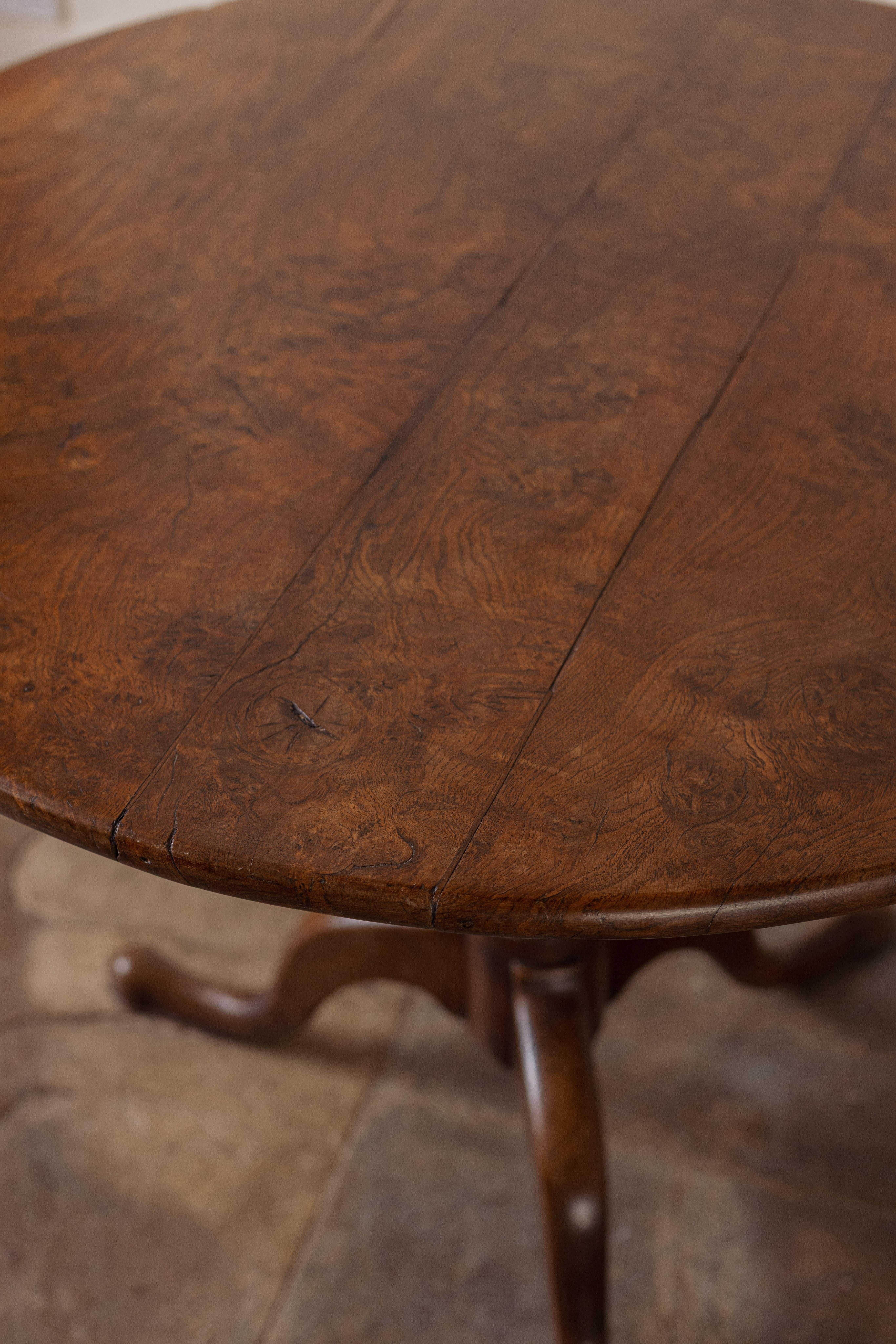 Georgian A Burr Elm Tilt Top Table For Sale