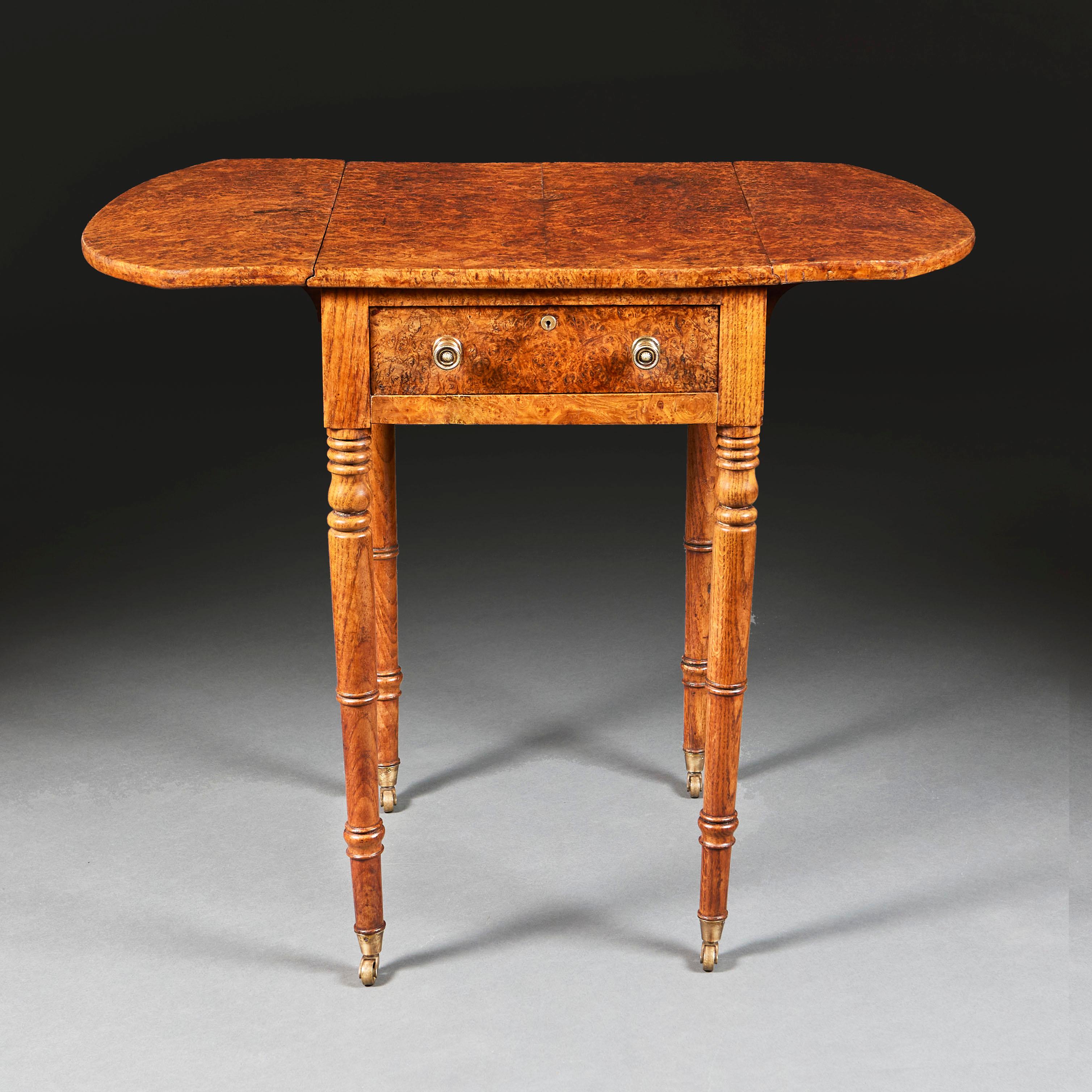 English A Burr Oak Pembroke Table For Sale