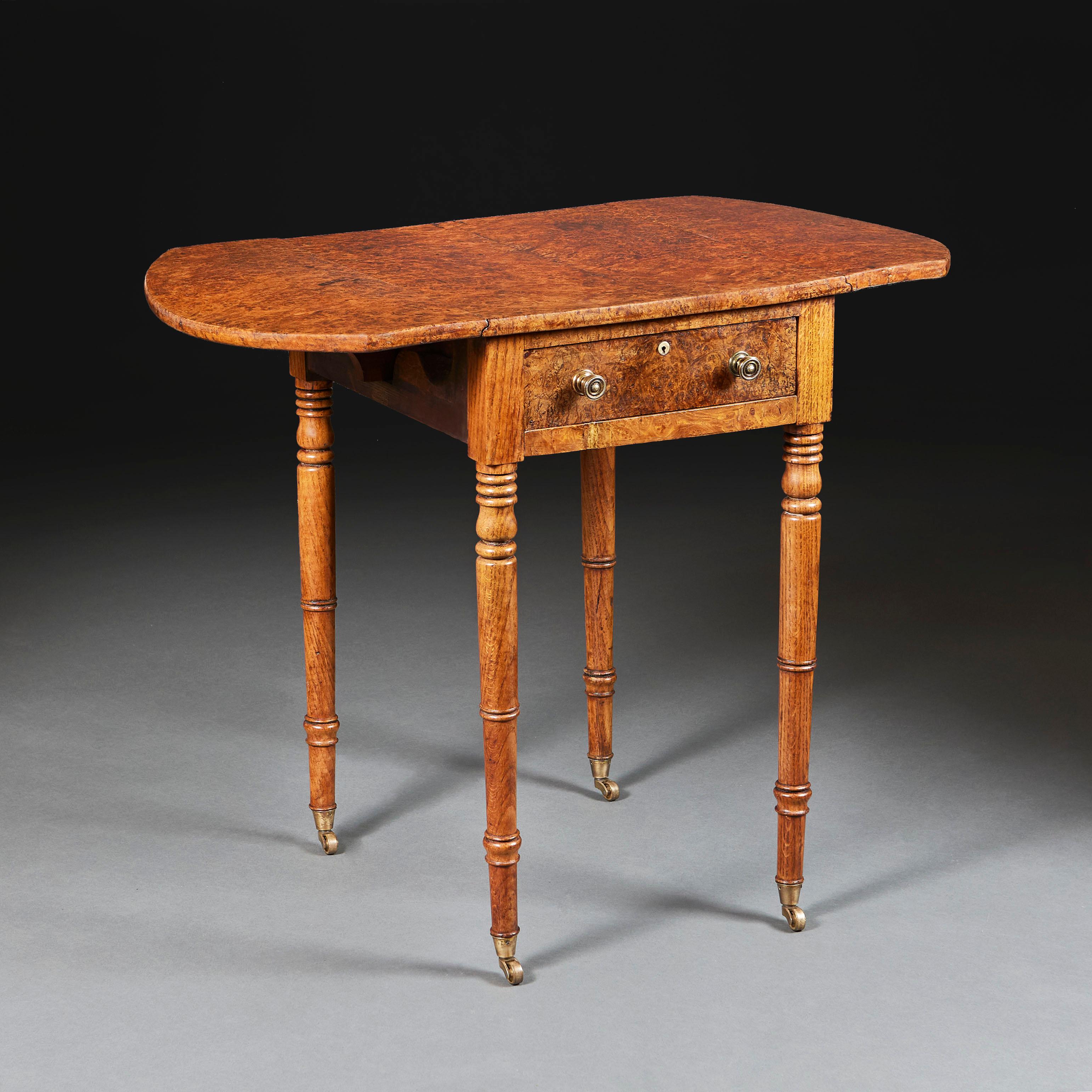 19th Century A Burr Oak Pembroke Table For Sale