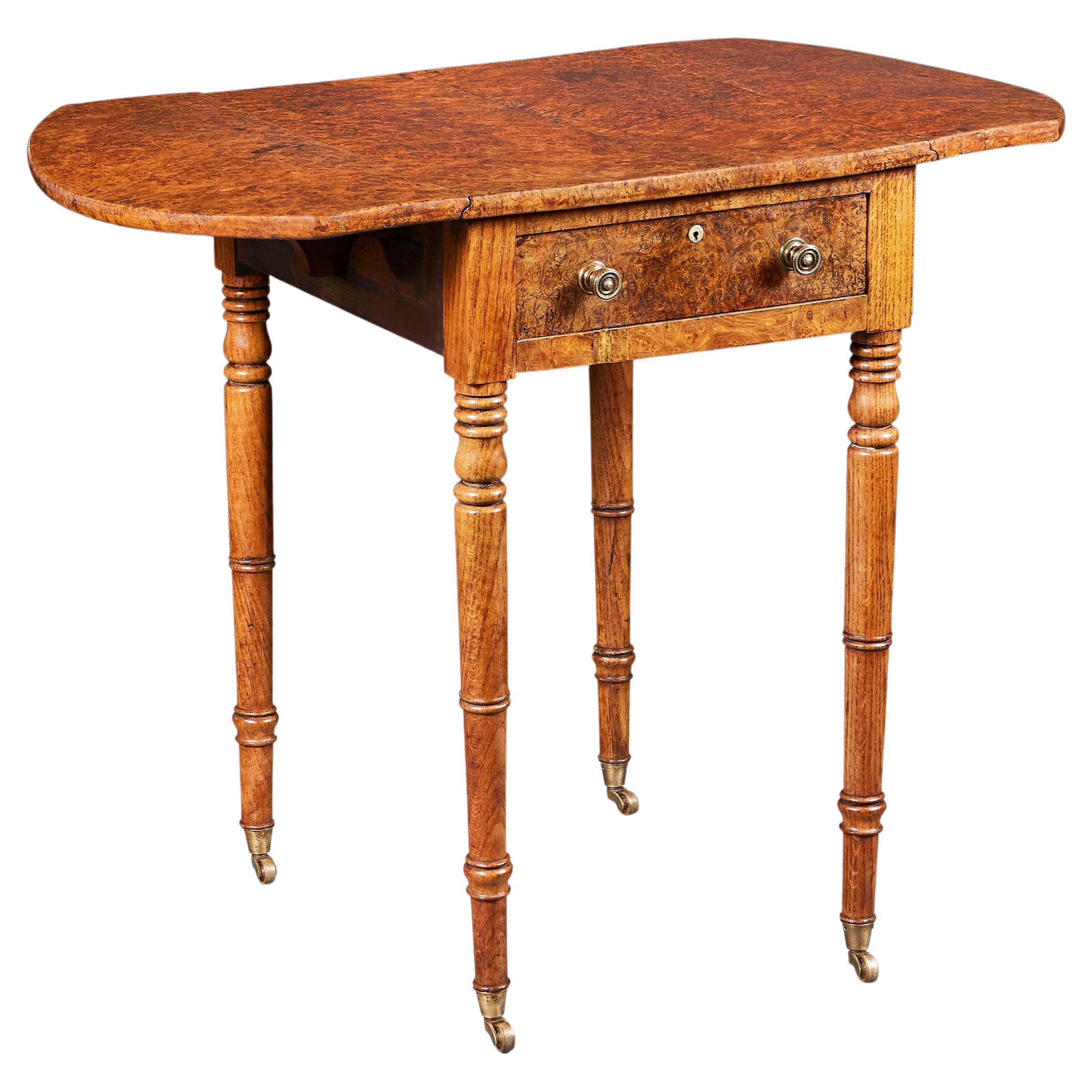 A Burr Oak Pembroke Table For Sale