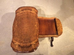 Burr Walnut and Marquetry Inlaid Victorian Period Fold over Card Table
