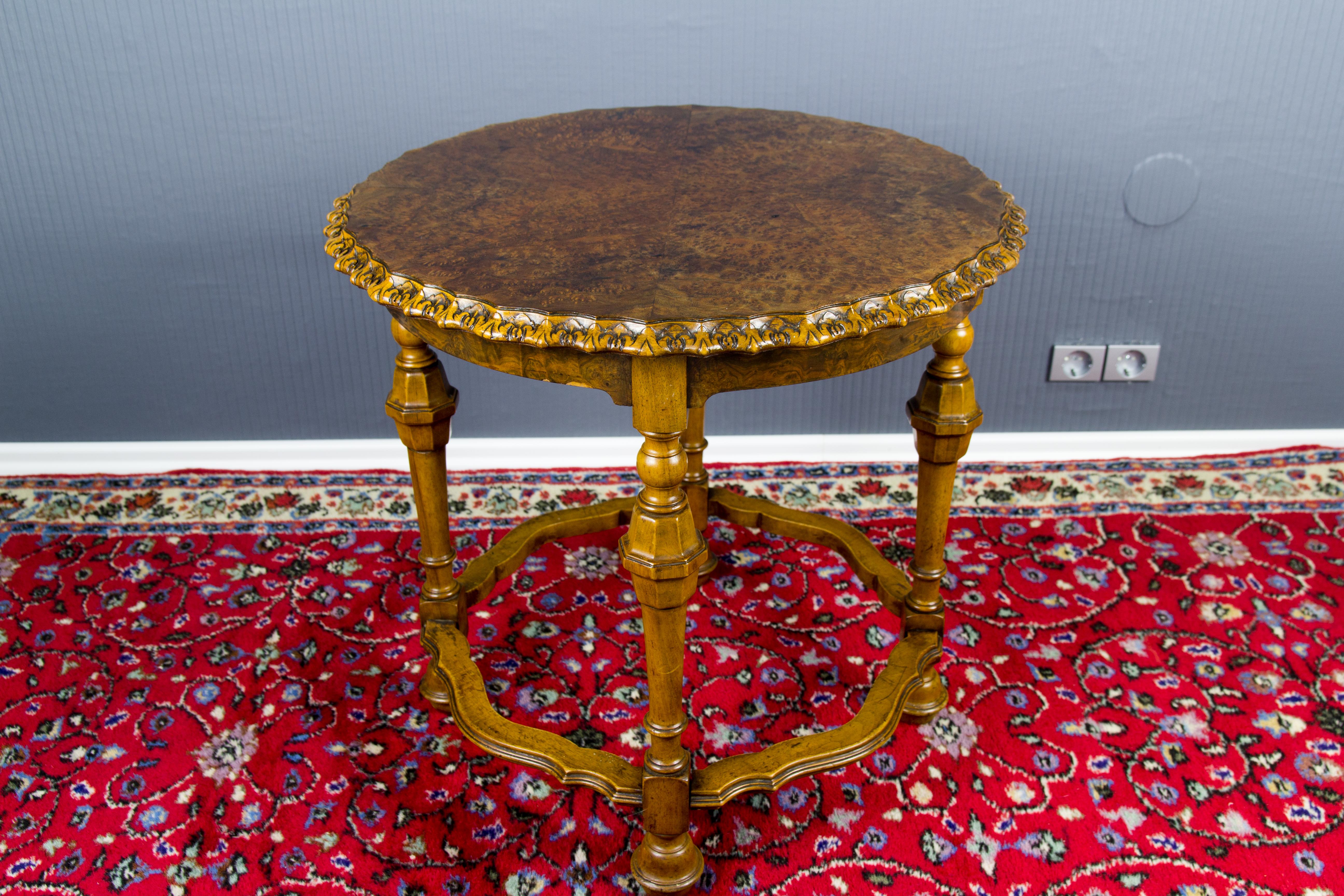 Antique French Burr Walnut Coffee Table, circa 1920 For Sale 4