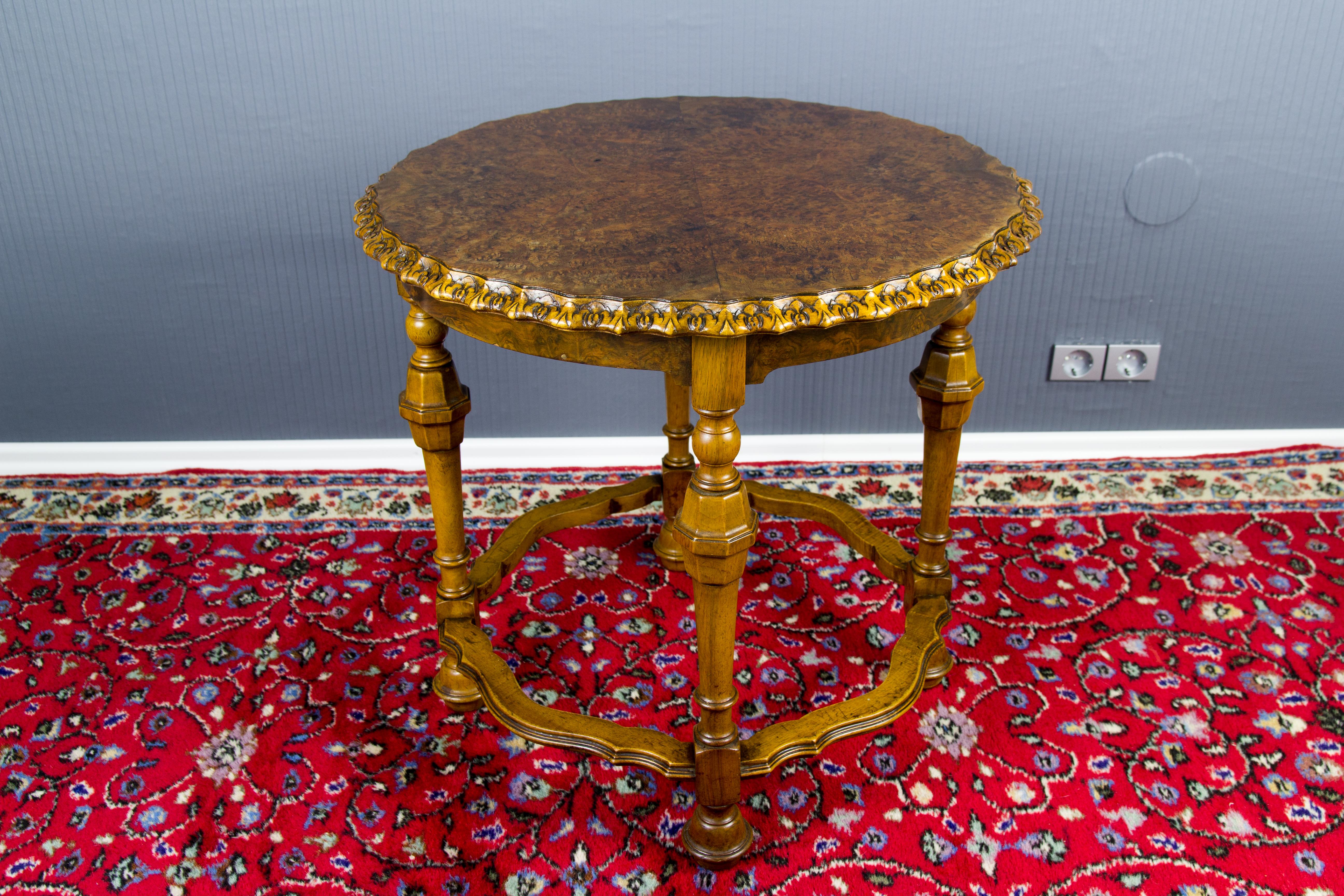 Wood Antique French Burr Walnut Coffee Table, circa 1920 For Sale