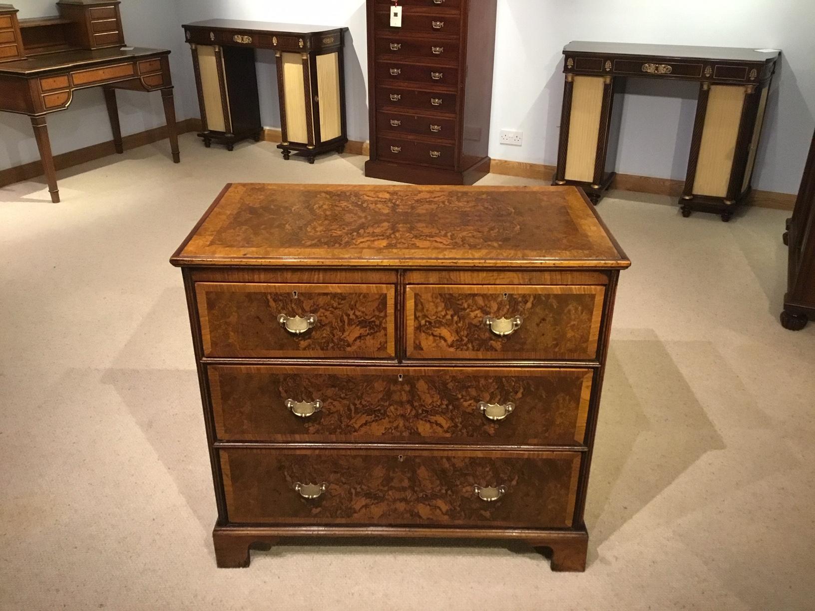 Burr Walnut Georgian Style Antique Chest of Drawers by Heals of London 4