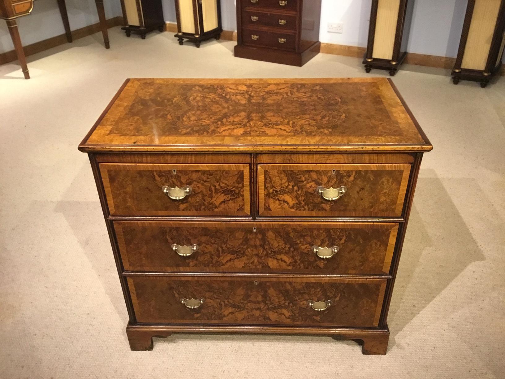 Burr Walnut Georgian Style Antique Chest of Drawers by Heals of London 5