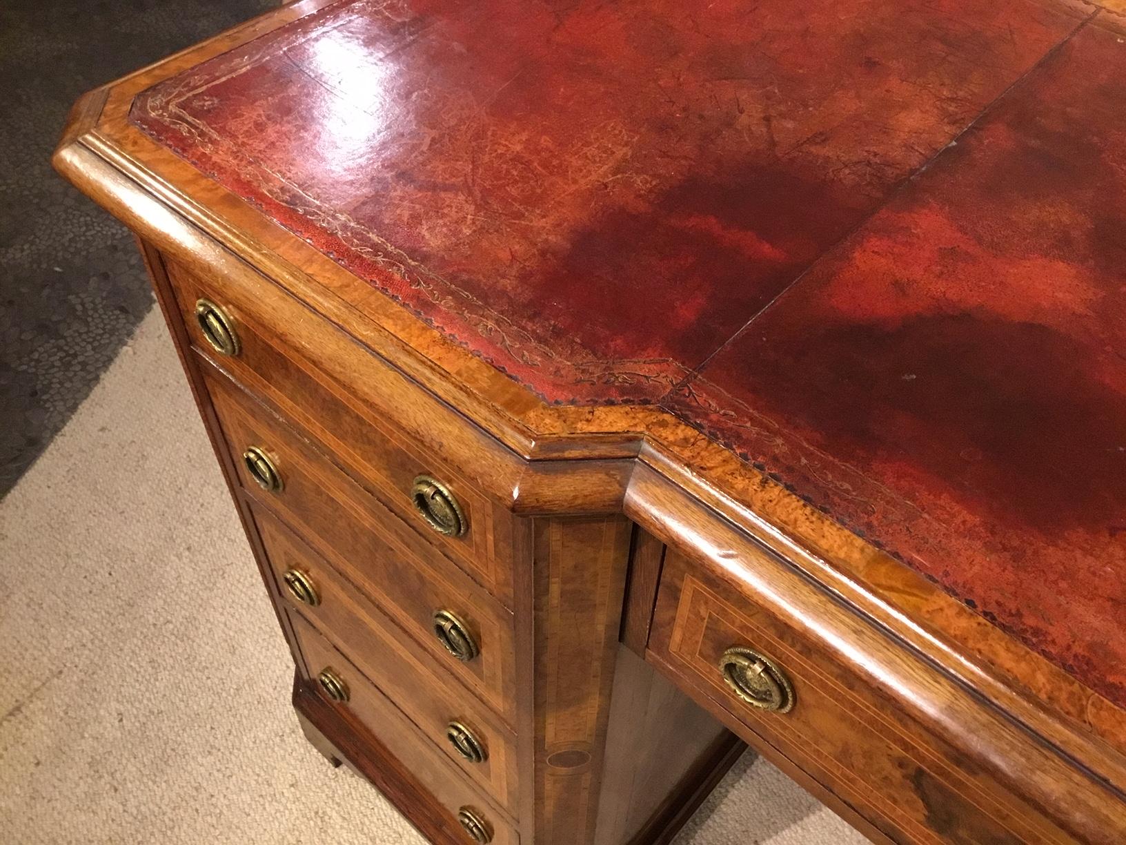 Burr Walnut, Kingwood and Amboyna Victorian Period Antique Writing Desk 5