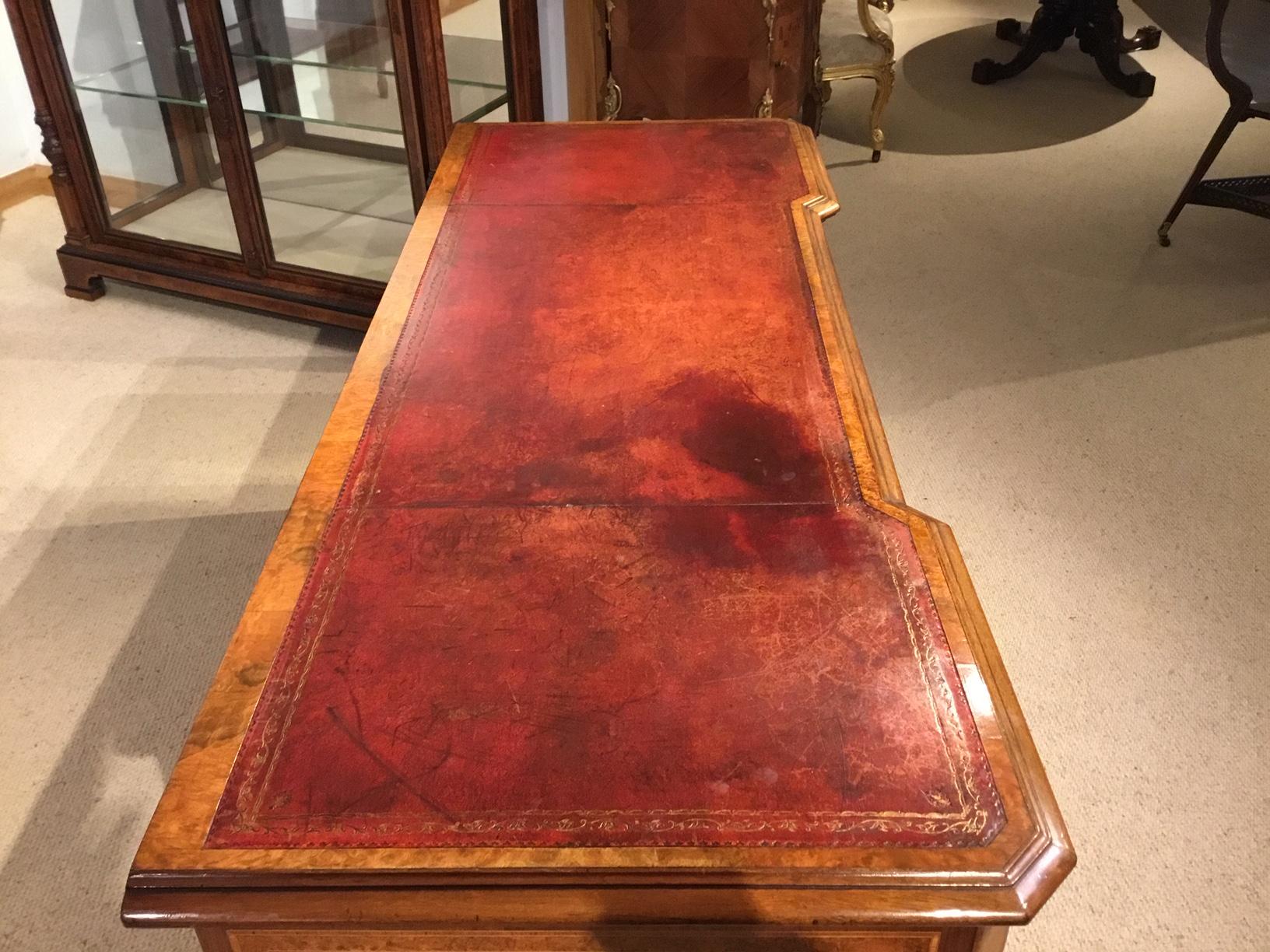 Burr Walnut, Kingwood and Amboyna Victorian Period Antique Writing Desk 3
