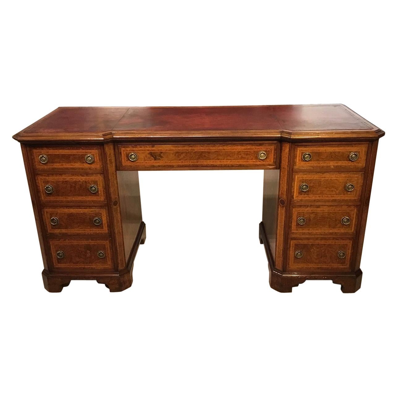 Burr Walnut, Kingwood and Amboyna Victorian Period Antique Writing Desk
