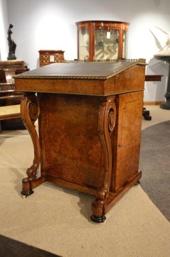 Burr Walnut, Kingwood and Ormolu Victorian Period Davenport