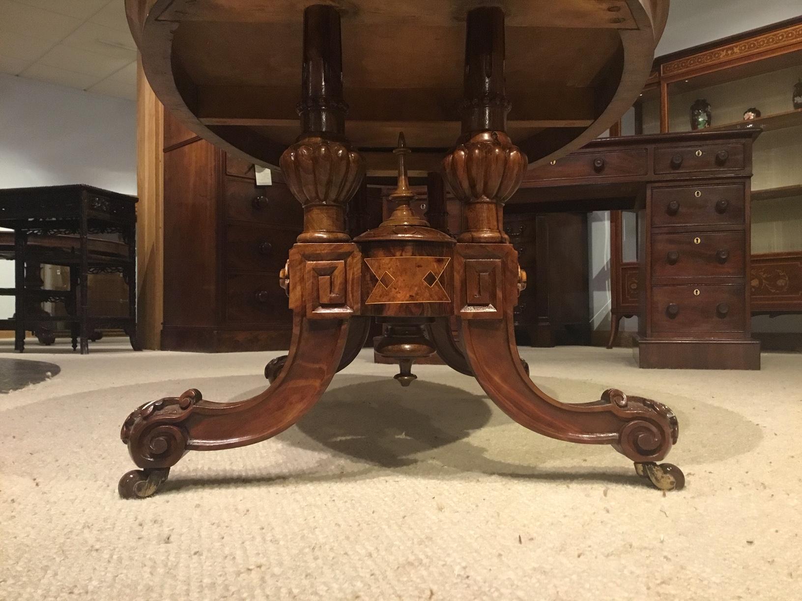 Burr Walnut Marquetry Inlaid Victorian Period Antique Coffee Table 6