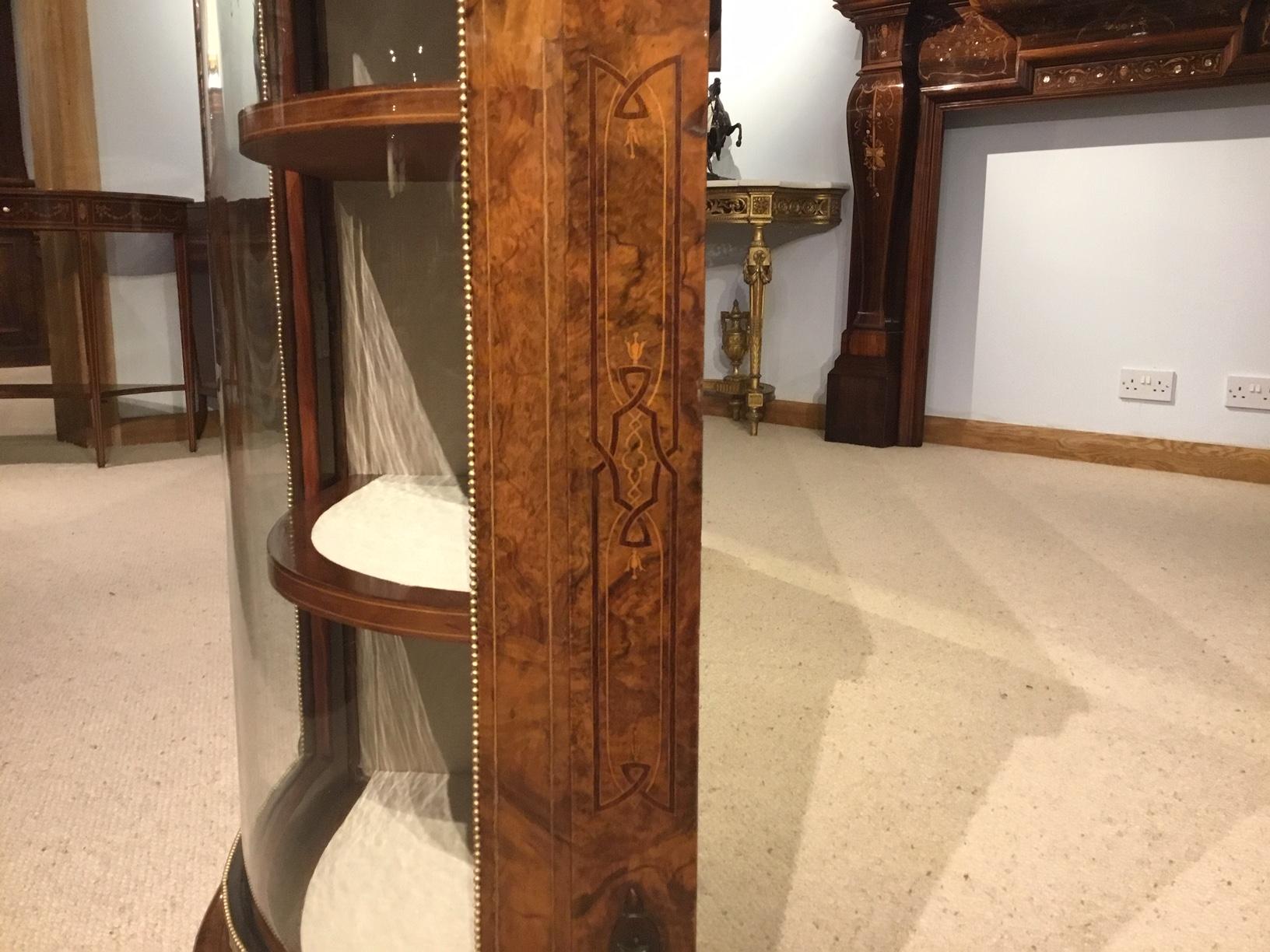 Burr Walnut and Marquetry Inlaid Victorian Period Credenza For Sale 12