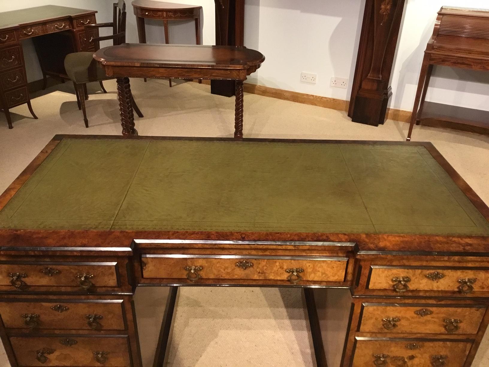 Burr Walnut Victorian Aesthetic Period Antique Desk 1