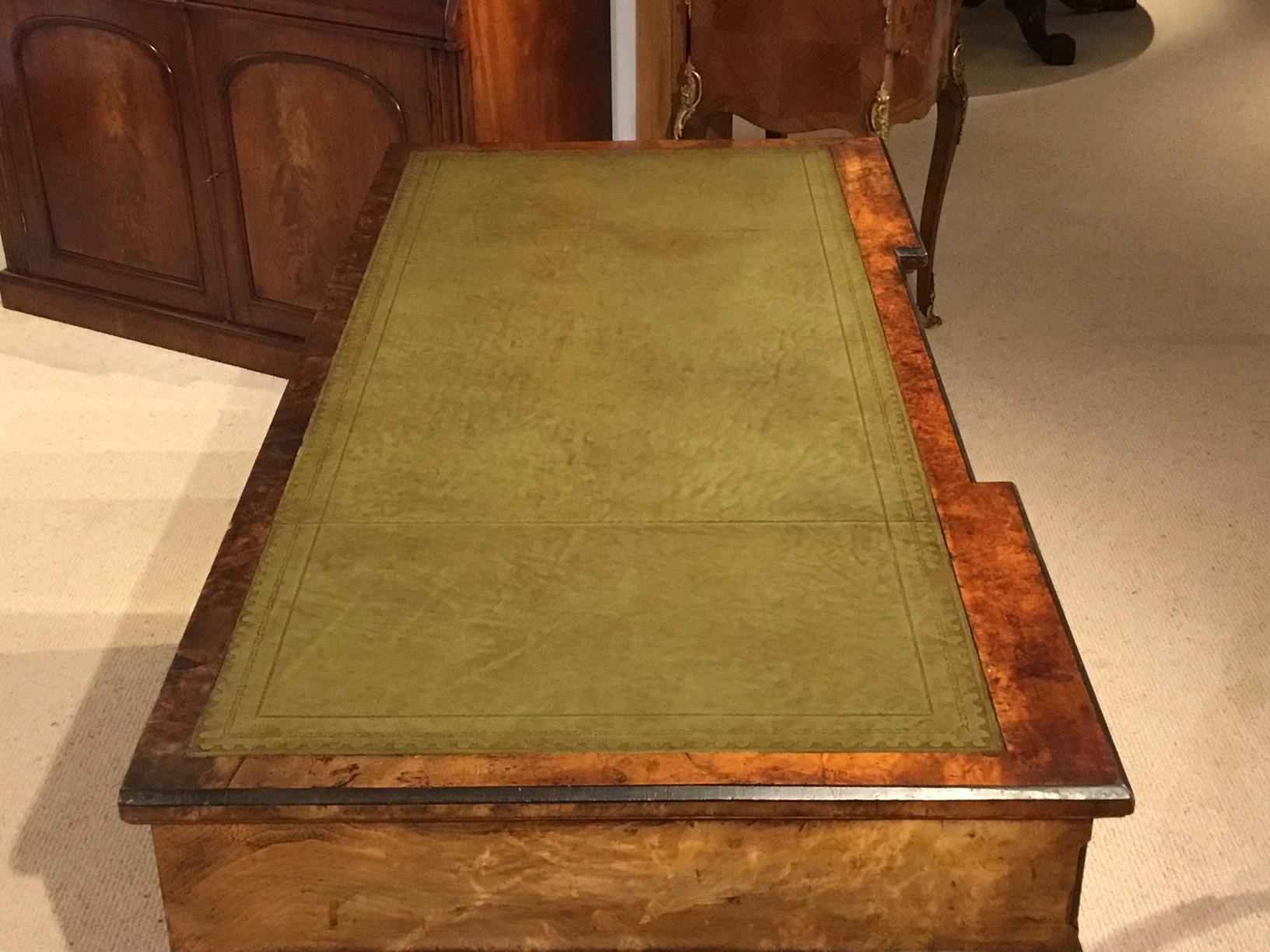 Burr Walnut Victorian Aesthetic Period Antique Desk 2