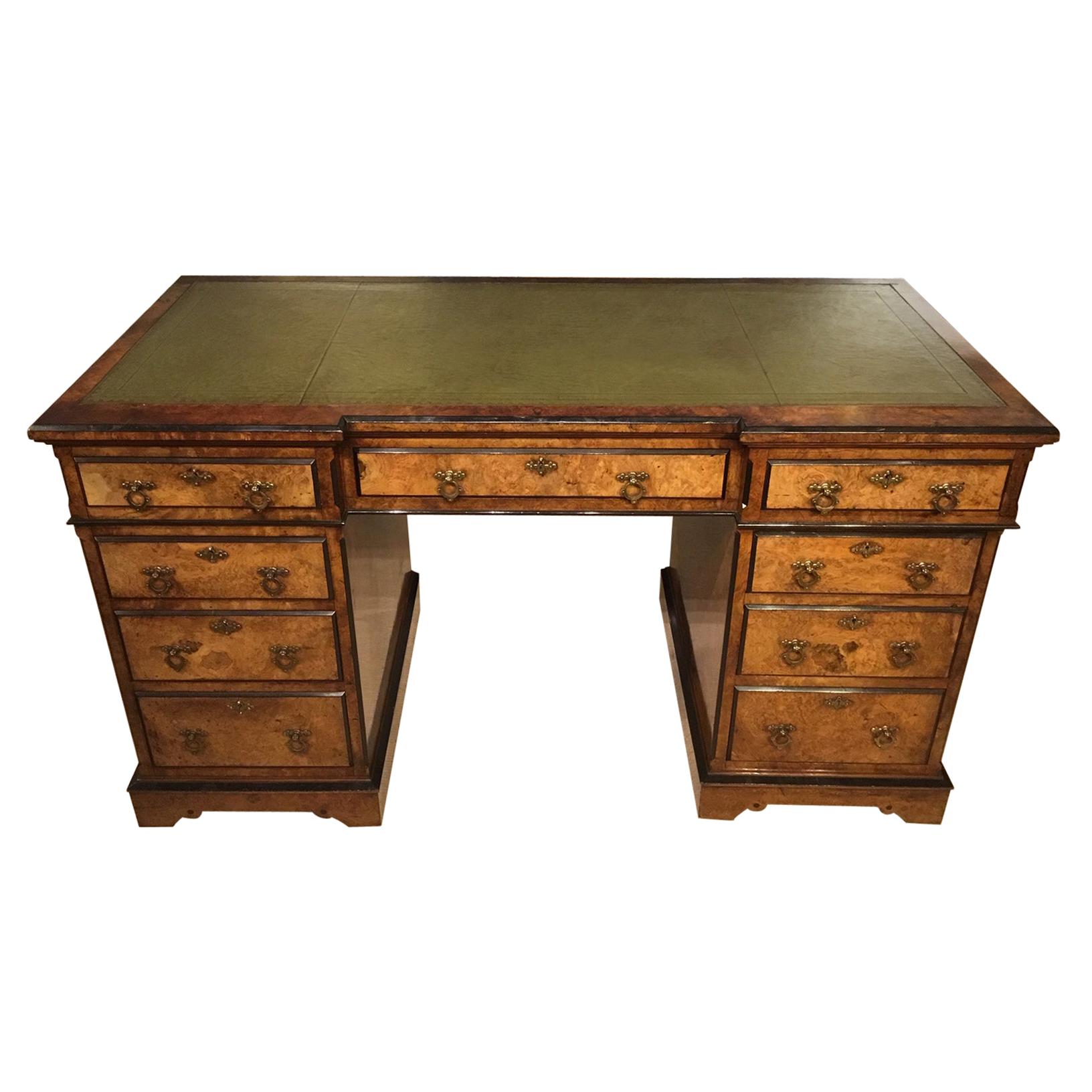 Burr Walnut Victorian Aesthetic Period Antique Desk