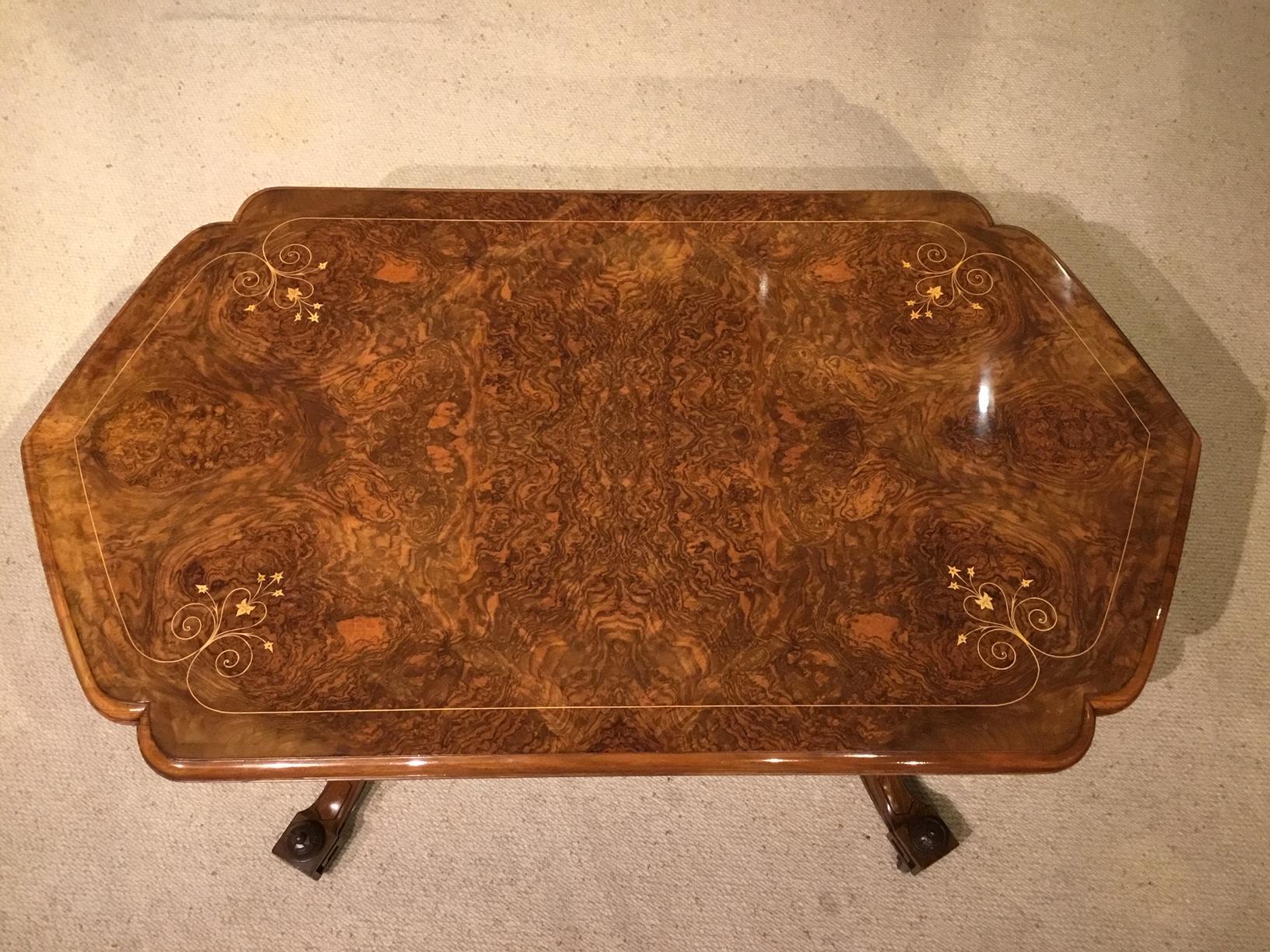 Burr Walnut Victorian Period Antique Coffee Table 7
