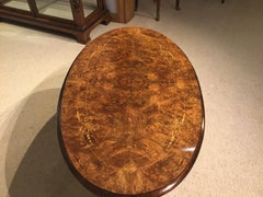 Burr Walnut Victorian Period Antique Oval Coffee Table