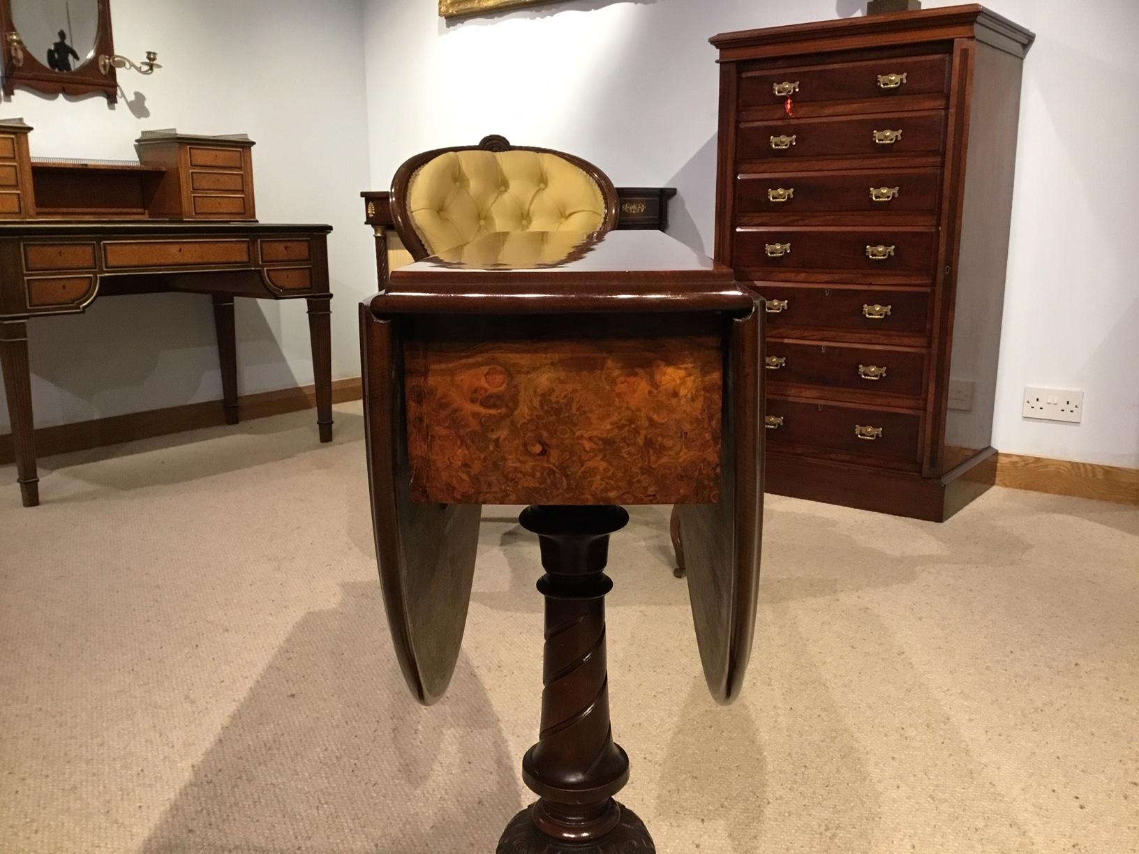 Burr Walnut Victorian Period Drop-Leaf Sutherland Table 3