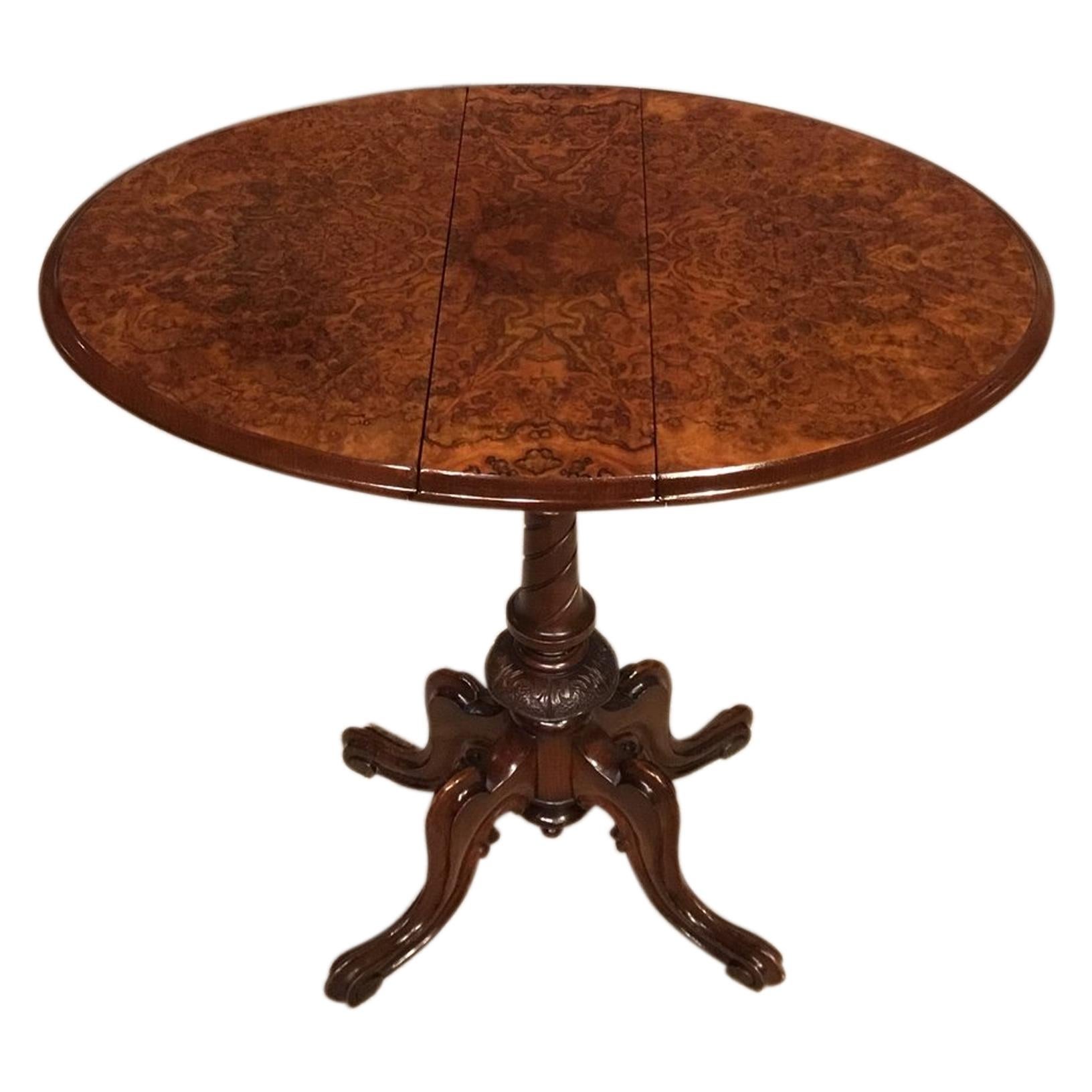 Burr Walnut Victorian Period Drop-Leaf Sutherland Table