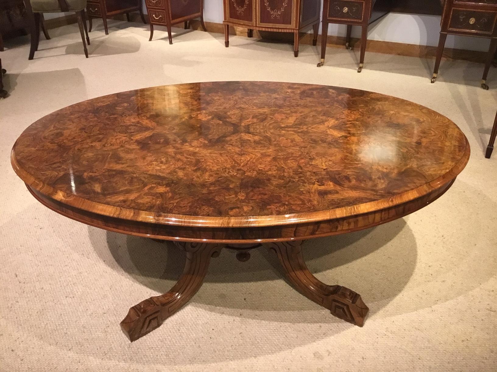 Burr Walnut Victorian Period Oval Antique Coffee Table 3