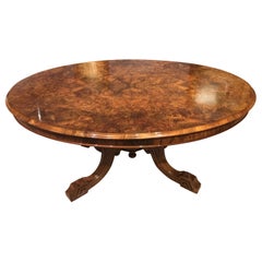 Burr Walnut Victorian Period Oval Antique Coffee Table