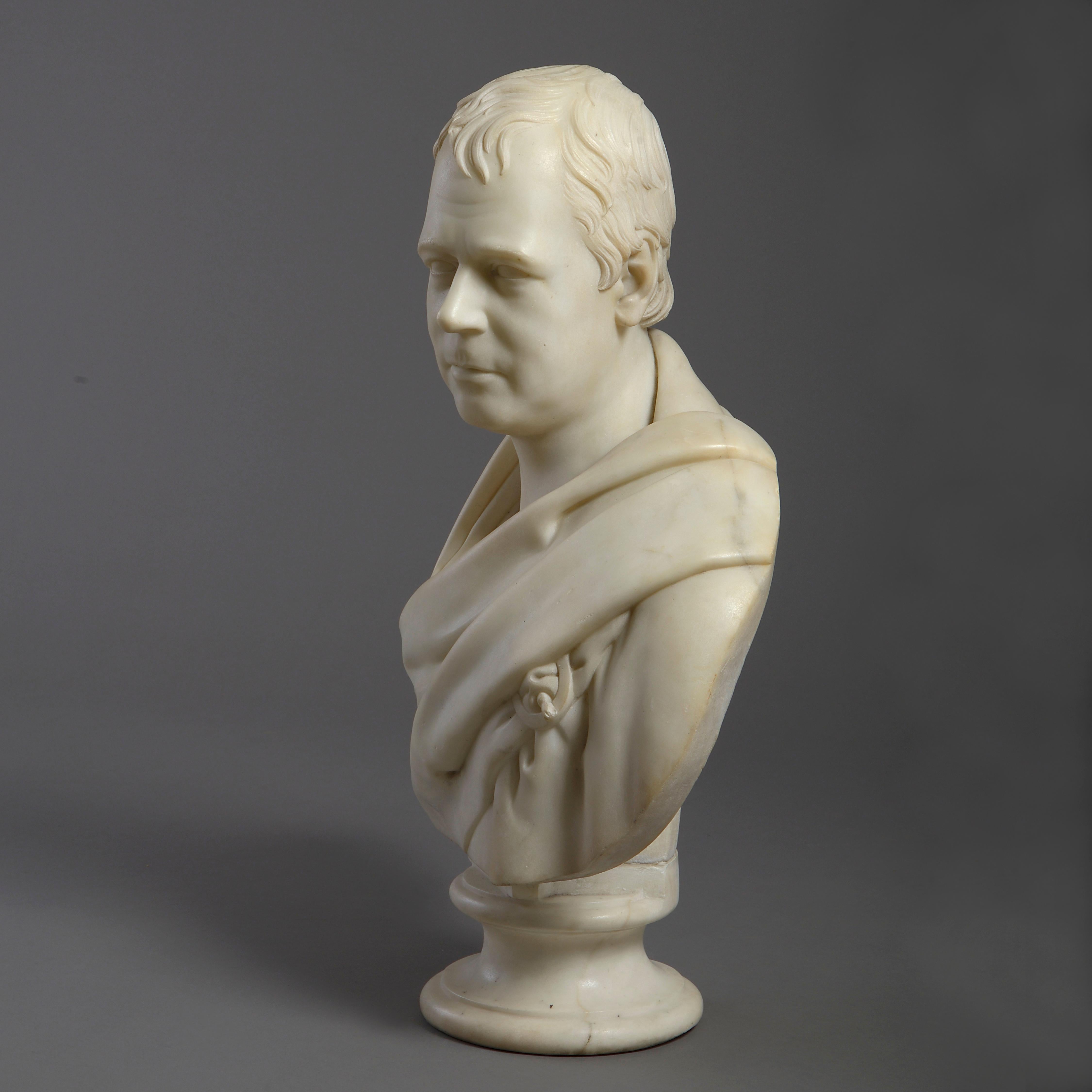Statuary Marble Bust of Sir Walter Scott For Sale