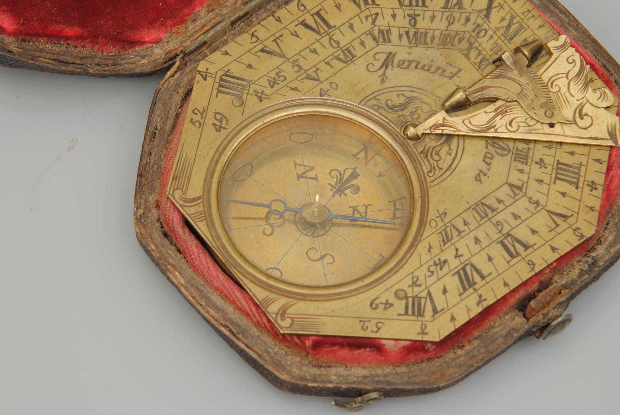 Engraved Butterfield Sundial in Original Case