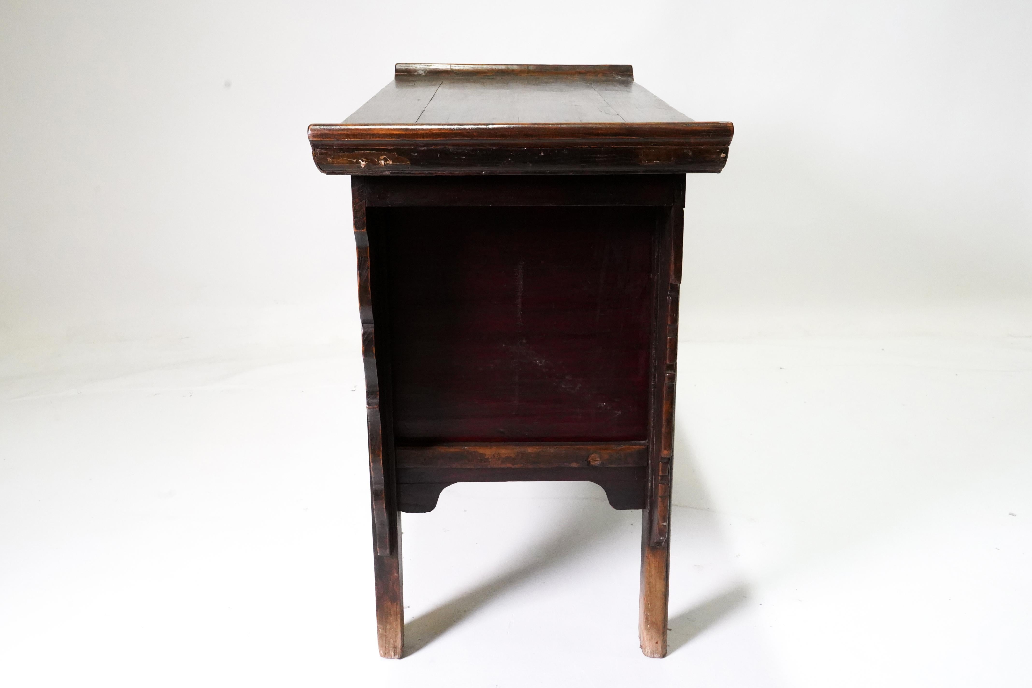 19th Century Rare C. 1850 Qing Storage Cabinet with Carved Dragon Spandrels For Sale
