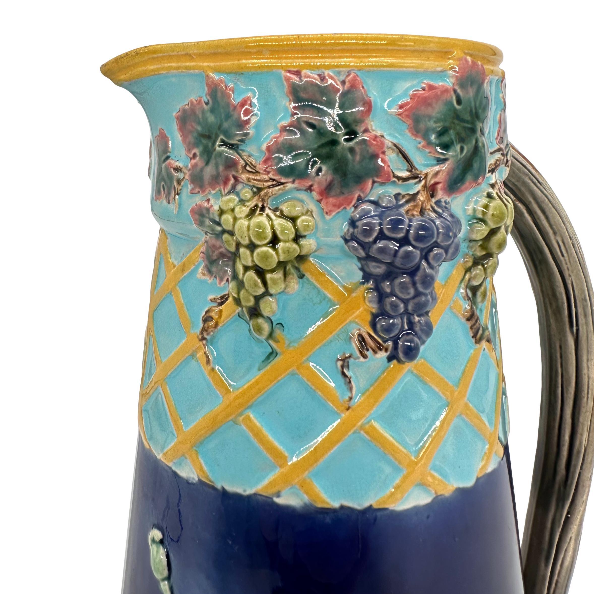 A BWM Majolica Jug Depicting 'The Fox and the Grapers' Aesop's Fable, ca. 1876 For Sale 1