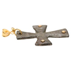 A Byzantine Bronze Cross w 21K accents (pendant only)