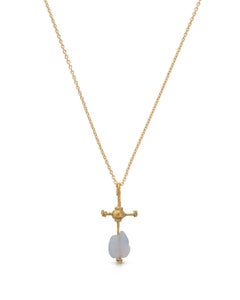 A Byzantine gold and chalcedony cross pendant circa 4th - 6th century AD