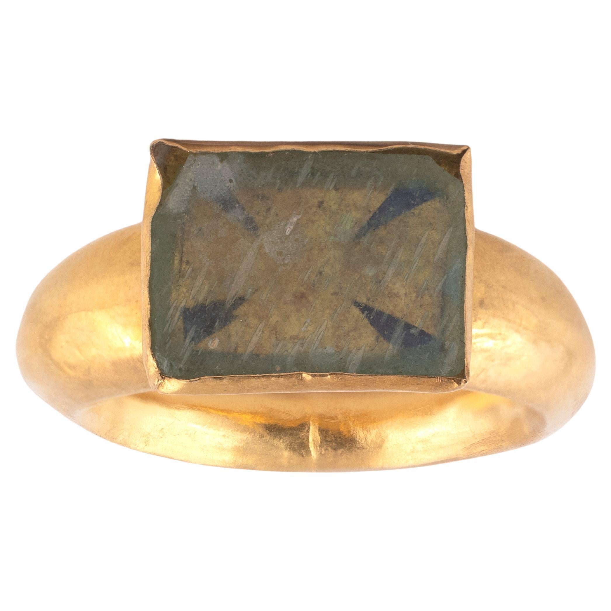 A Byzantine Gold and Glass Intaglio Ring, Circa 4th-6th Century A.D. For Sale