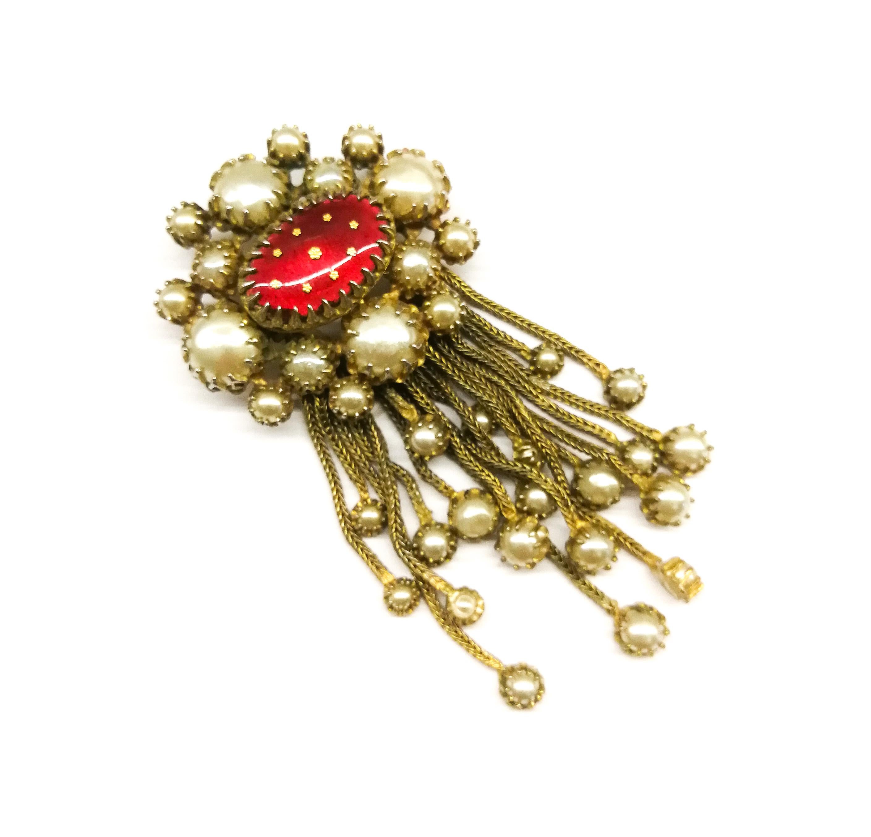 A Byzantine style fringed brooch with Limoges panel, C Dior by Mitchel Maer 1954 2