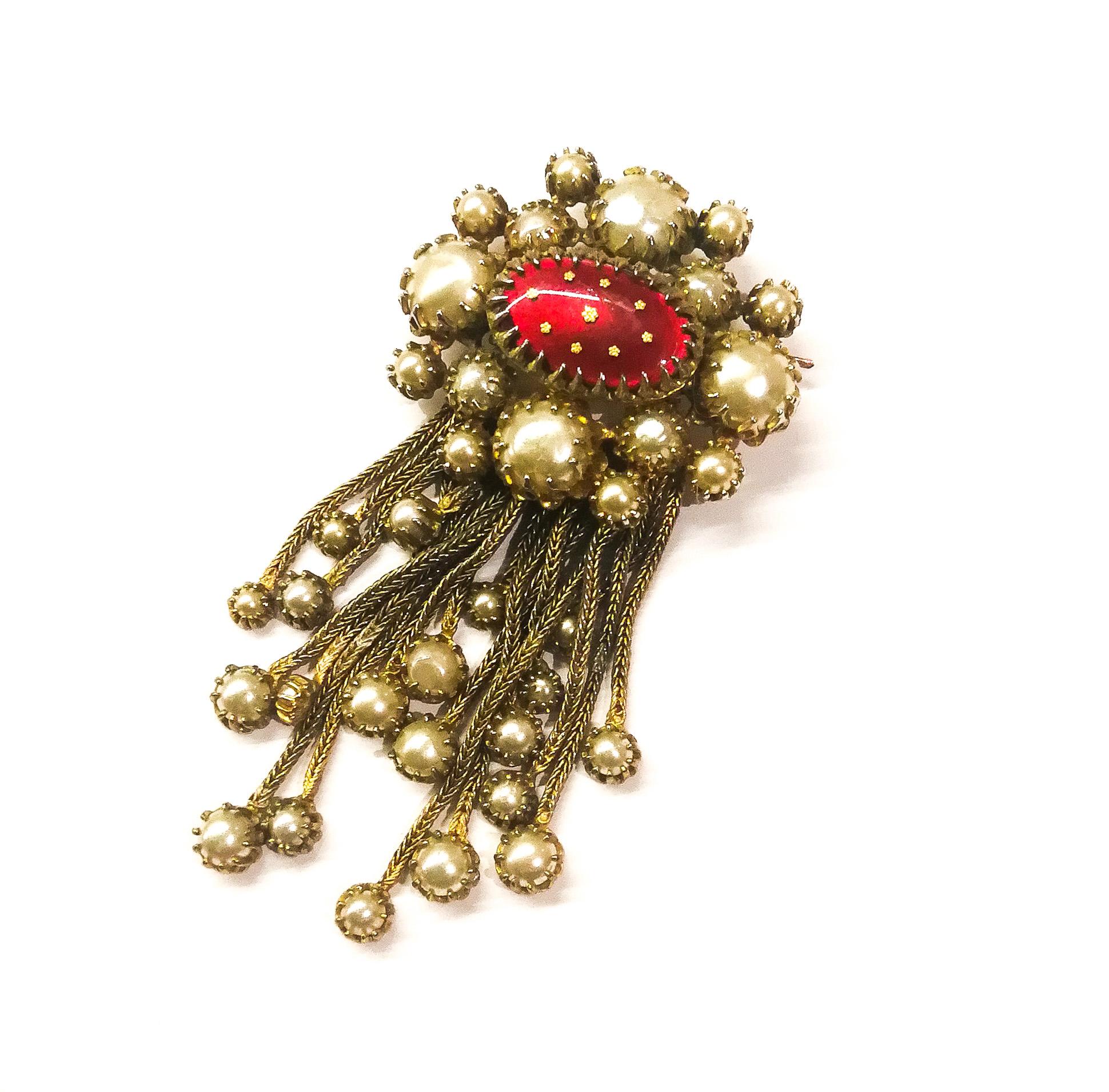 A Byzantine style fringed brooch with Limoges panel, C Dior by Mitchel Maer 1954 3