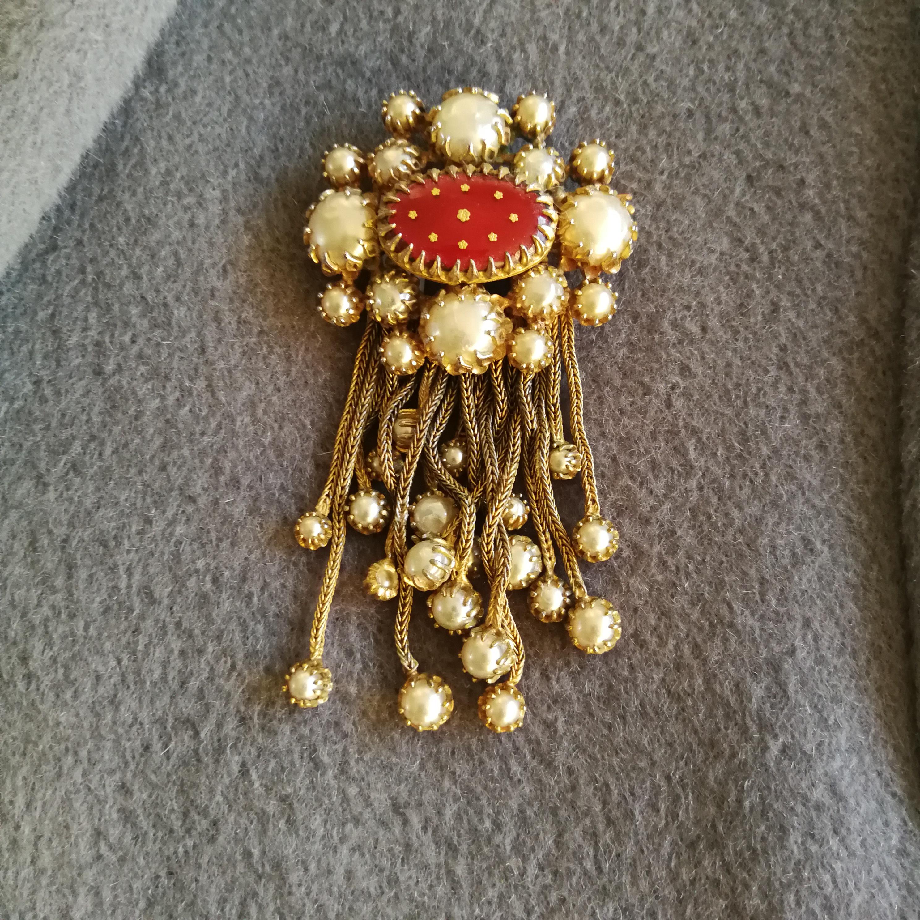 A Byzantine style fringed brooch with Limoges panel, C Dior by Mitchel Maer 1954 4