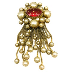 A Byzantine style fringed brooch with Limoges panel, C Dior by Mitchel Maer 1954