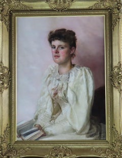 Óleo original sobre lienzo, A. C. DOUGLAS HAMILTON, "Retrato de una dama"