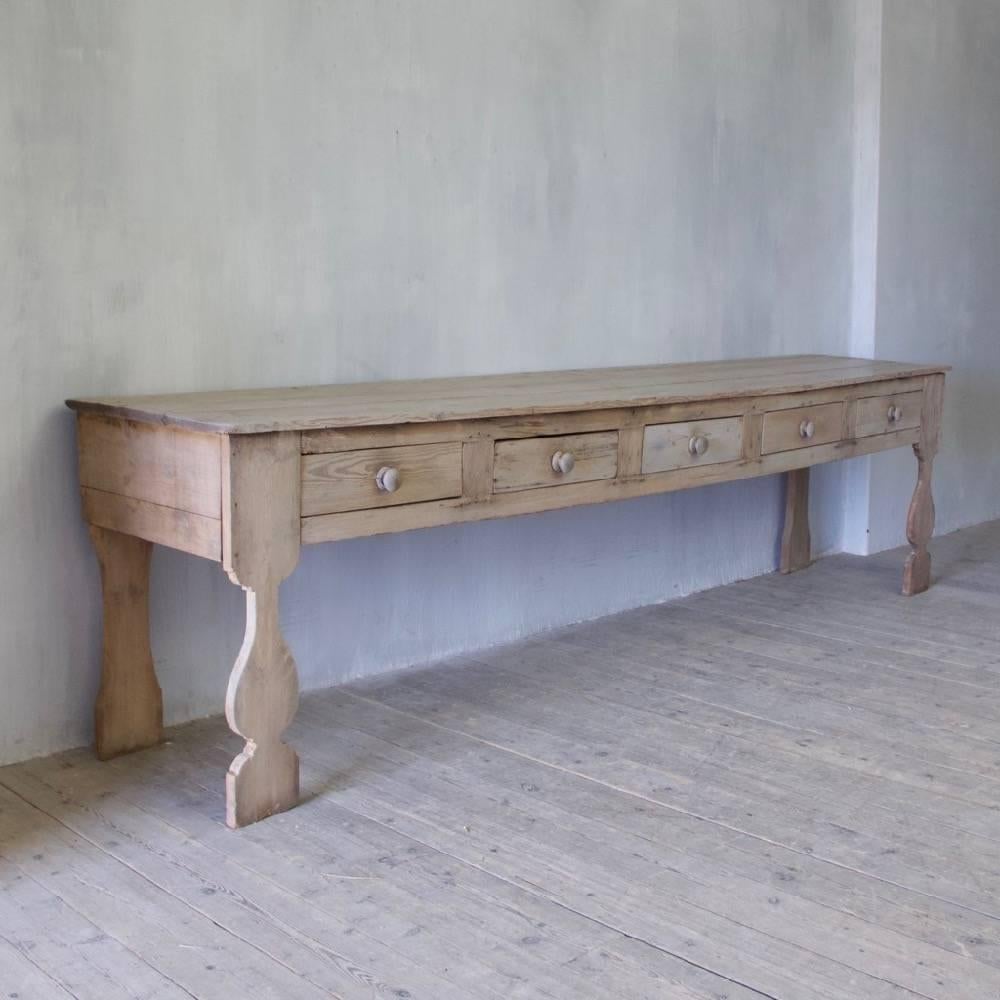 A large and architectural 18th century English country house dresser base from Wentworth Wood House, circa 1780 (some alterations).
