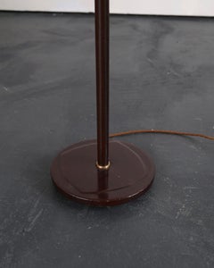 A C.1960s Chrome & Stitched Leather Swedish Square Stem Standard Lamp