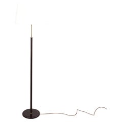 A C.1960s Chrome & Stitched Leather Swedish Square Stem Standard Lamp