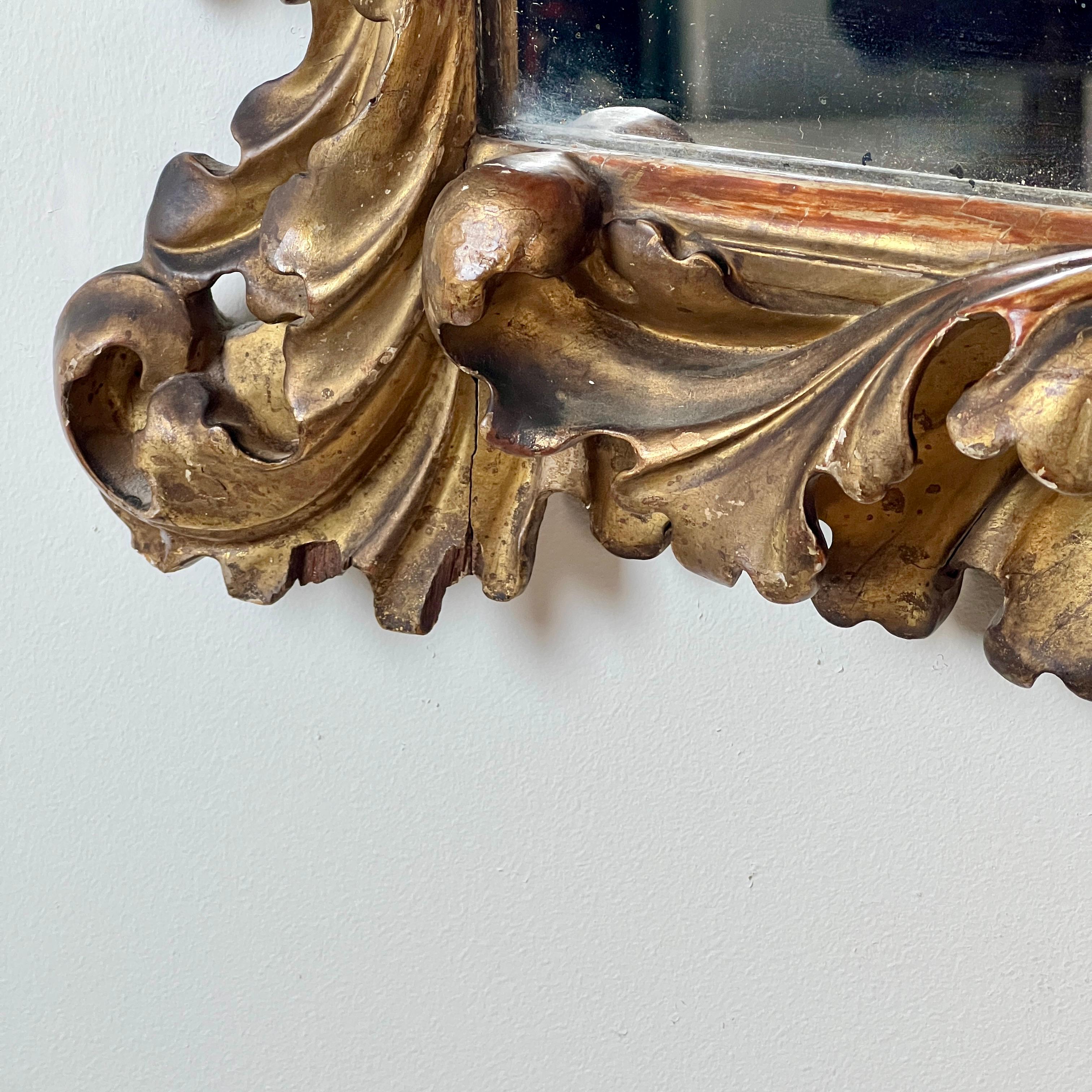 Miroir mural en bois doré continental du XIXe siècle en vente 1