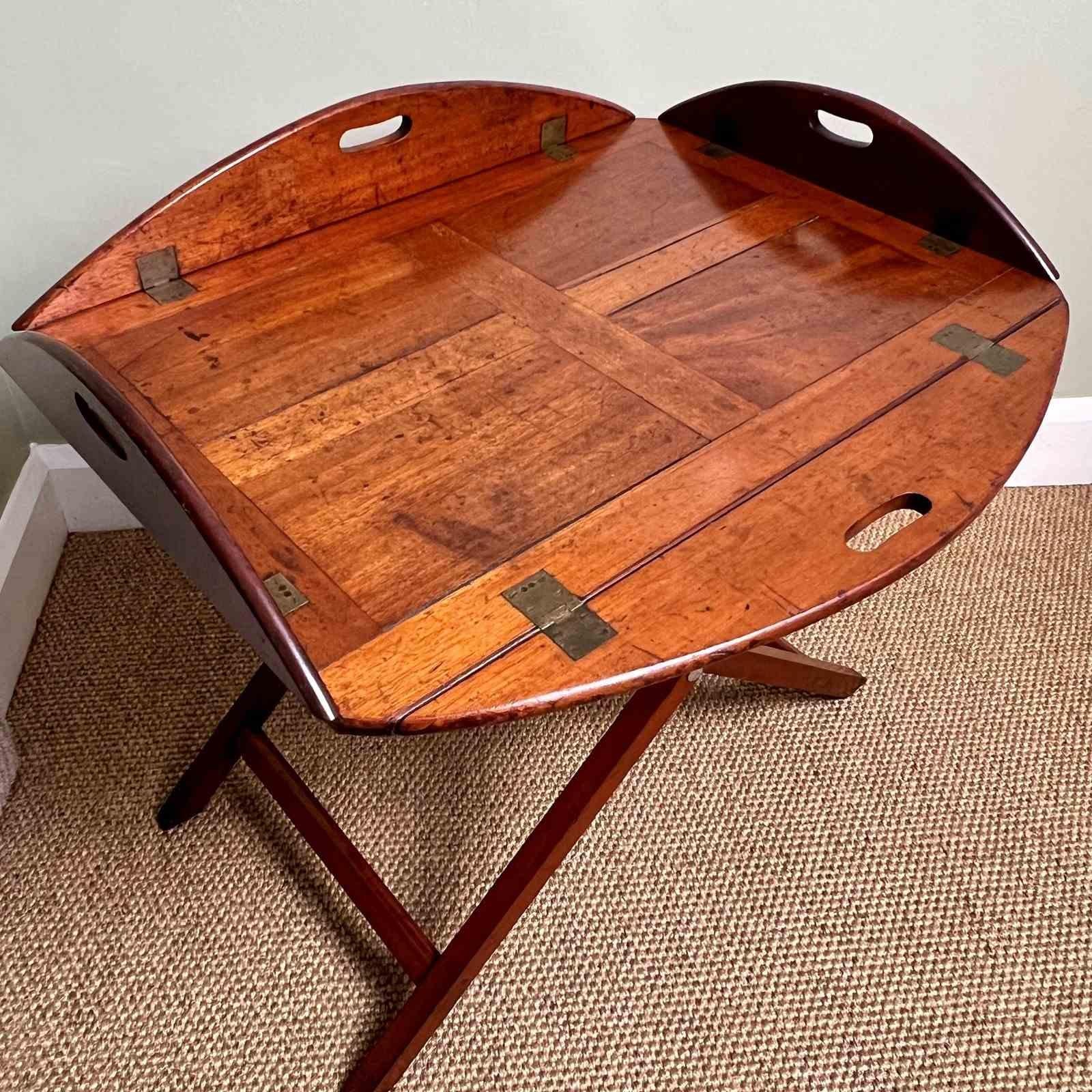 Hand-Crafted A C19th Mahogany Campaign Butlers Tray Table By Army & Navy CSL