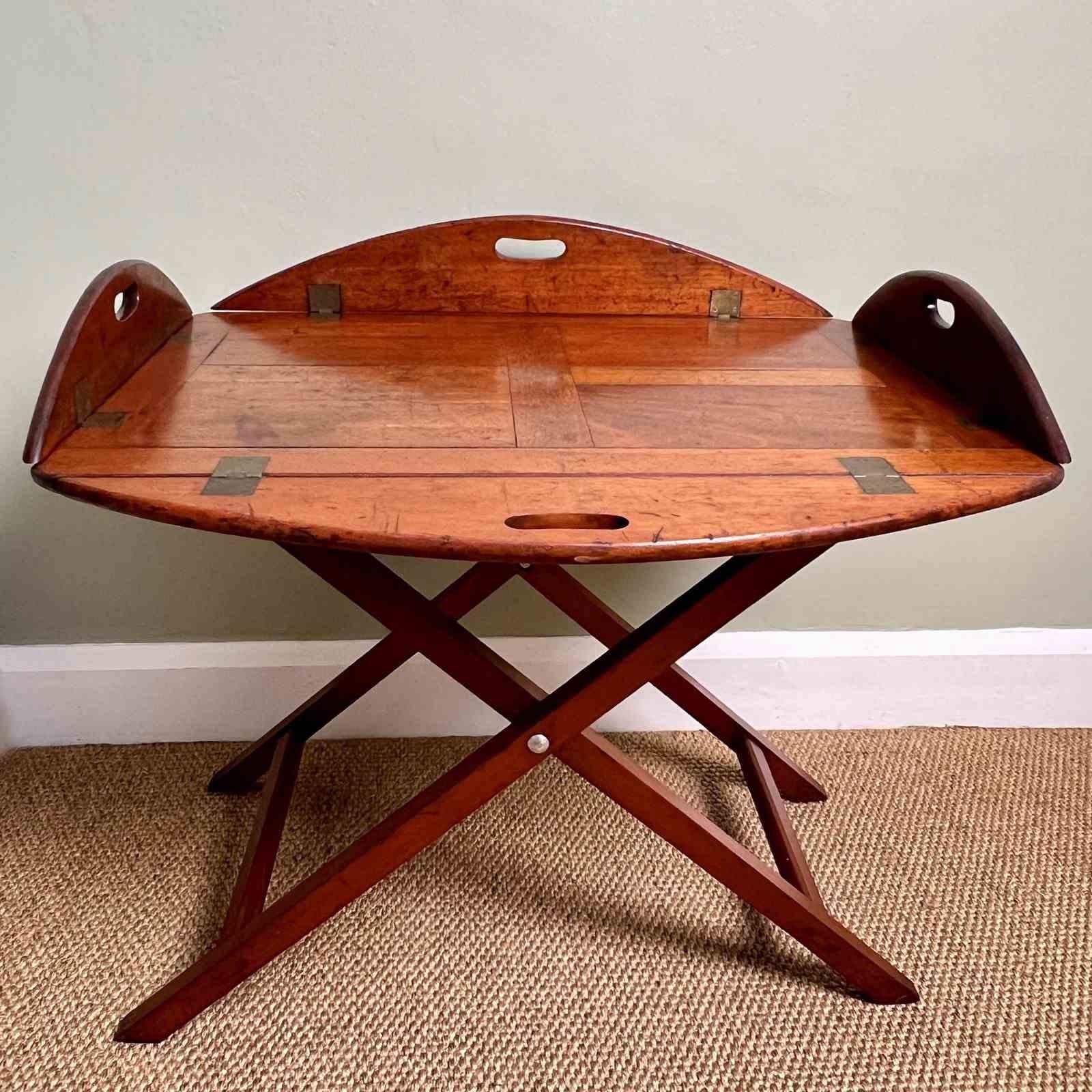 19th Century A C19th Mahogany Campaign Butlers Tray Table By Army & Navy CSL